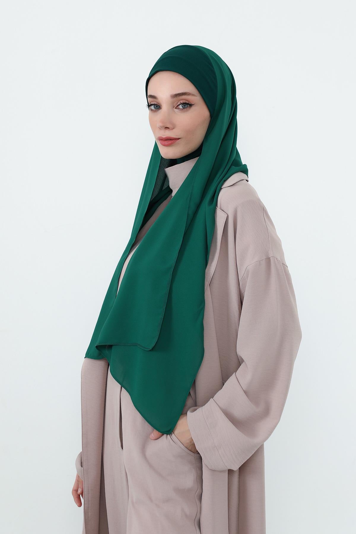 Boyun Kapatan Penye İç Boneli Krep Şal,PS-55