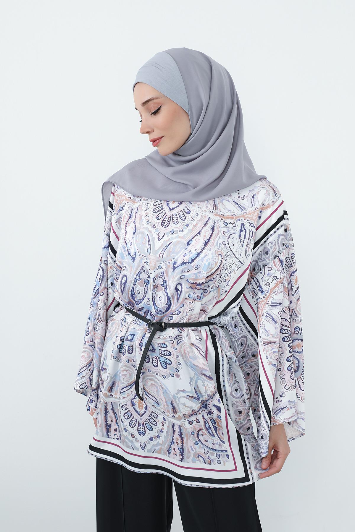 Boyun Kapatan Penye İç Boneli Krep Şal,PS-55