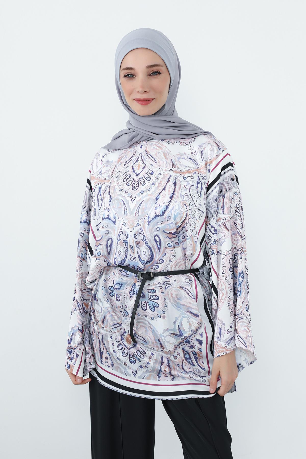 Boyun Kapatan Penye İç Boneli Krep Şal,PS-55