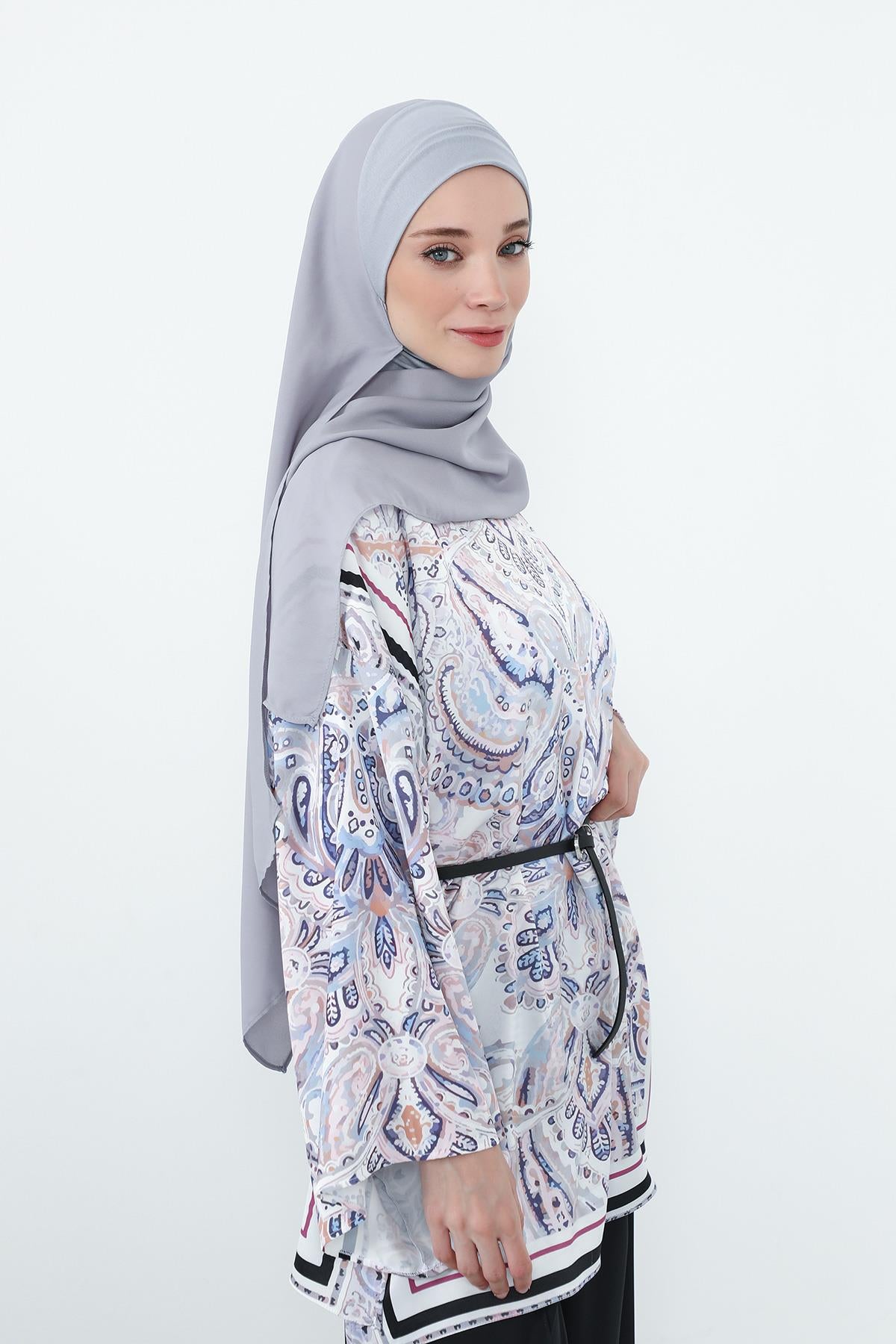 Boyun Kapatan Penye İç Boneli Krep Şal,PS-55