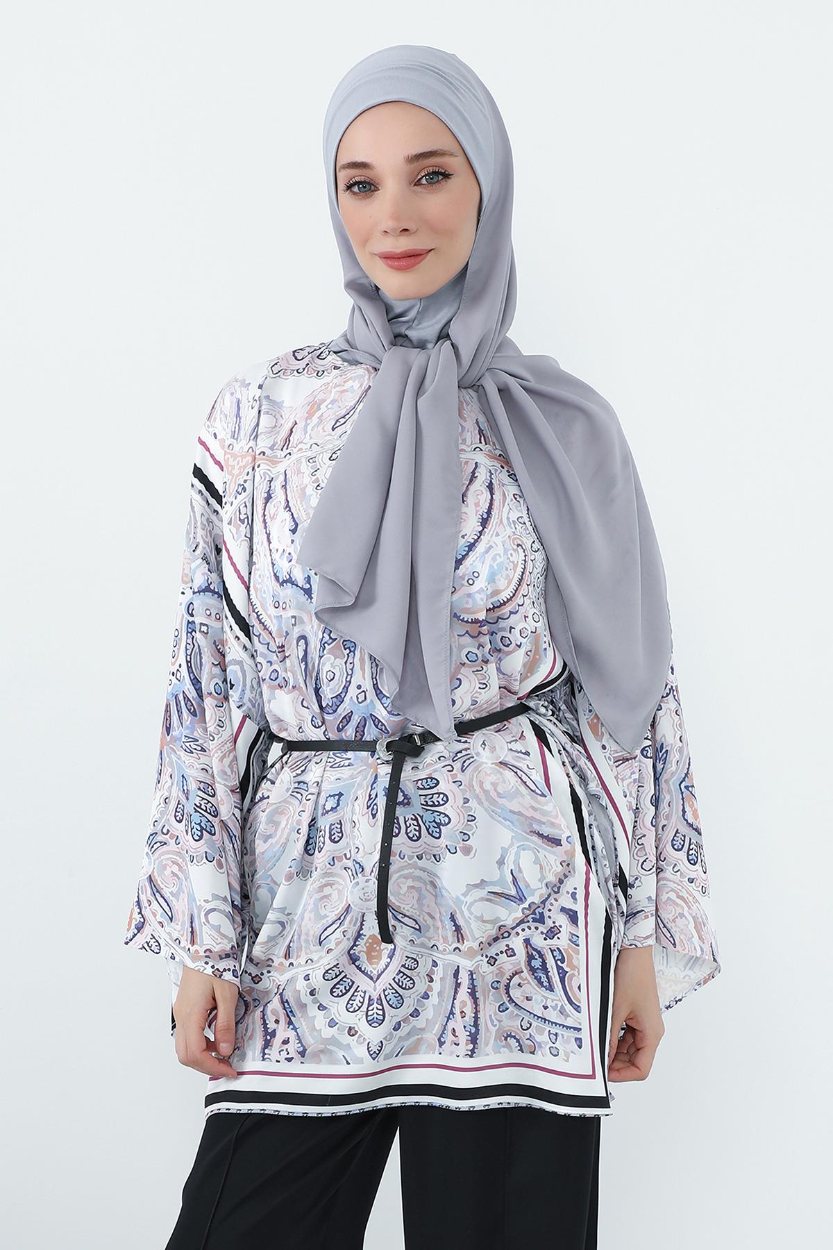 Boyun Kapatan Penye İç Boneli Krep Şal,PS-55