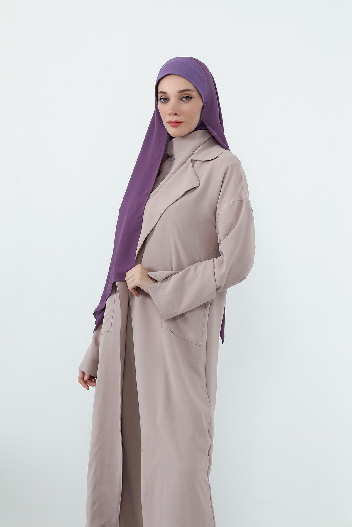 Boyun Kapatan Penye İç Boneli Krep Şal,PS-55