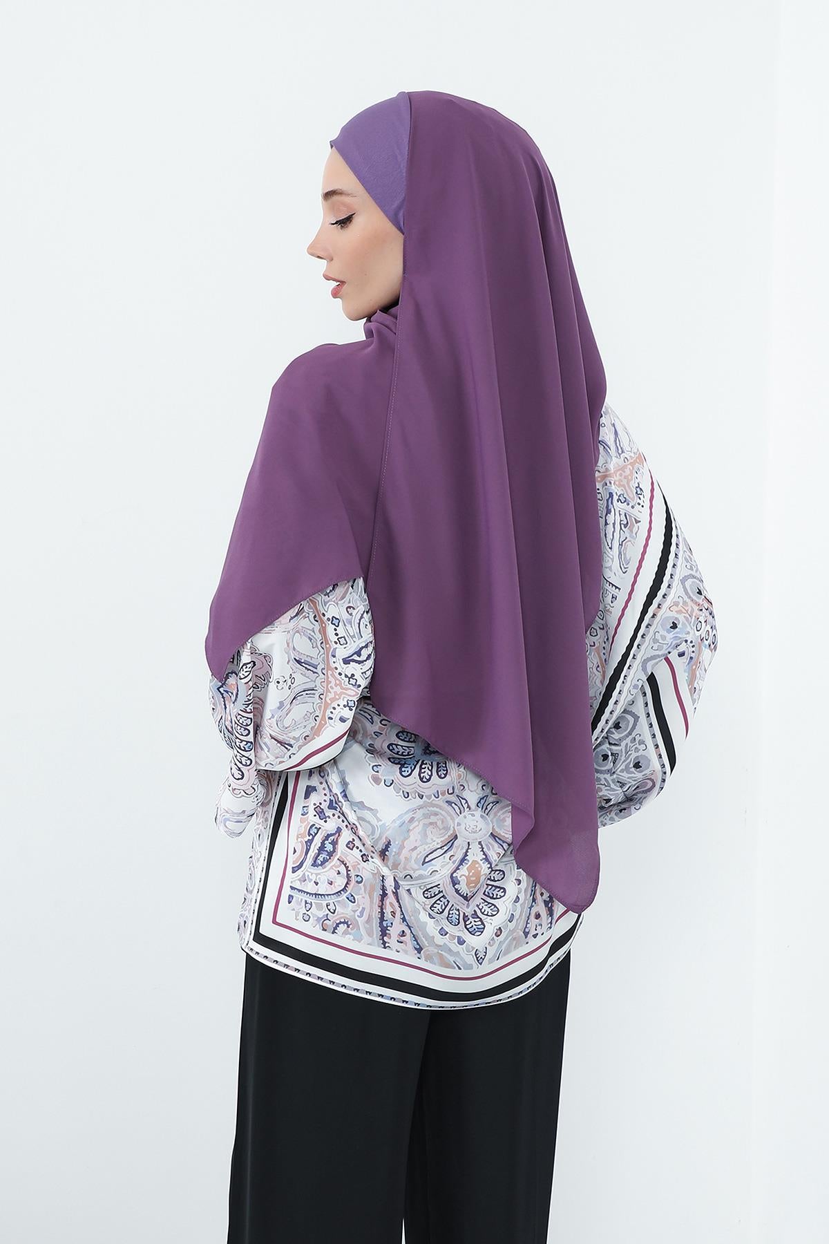 Boyun Kapatan Penye İç Boneli Krep Şal,PS-55