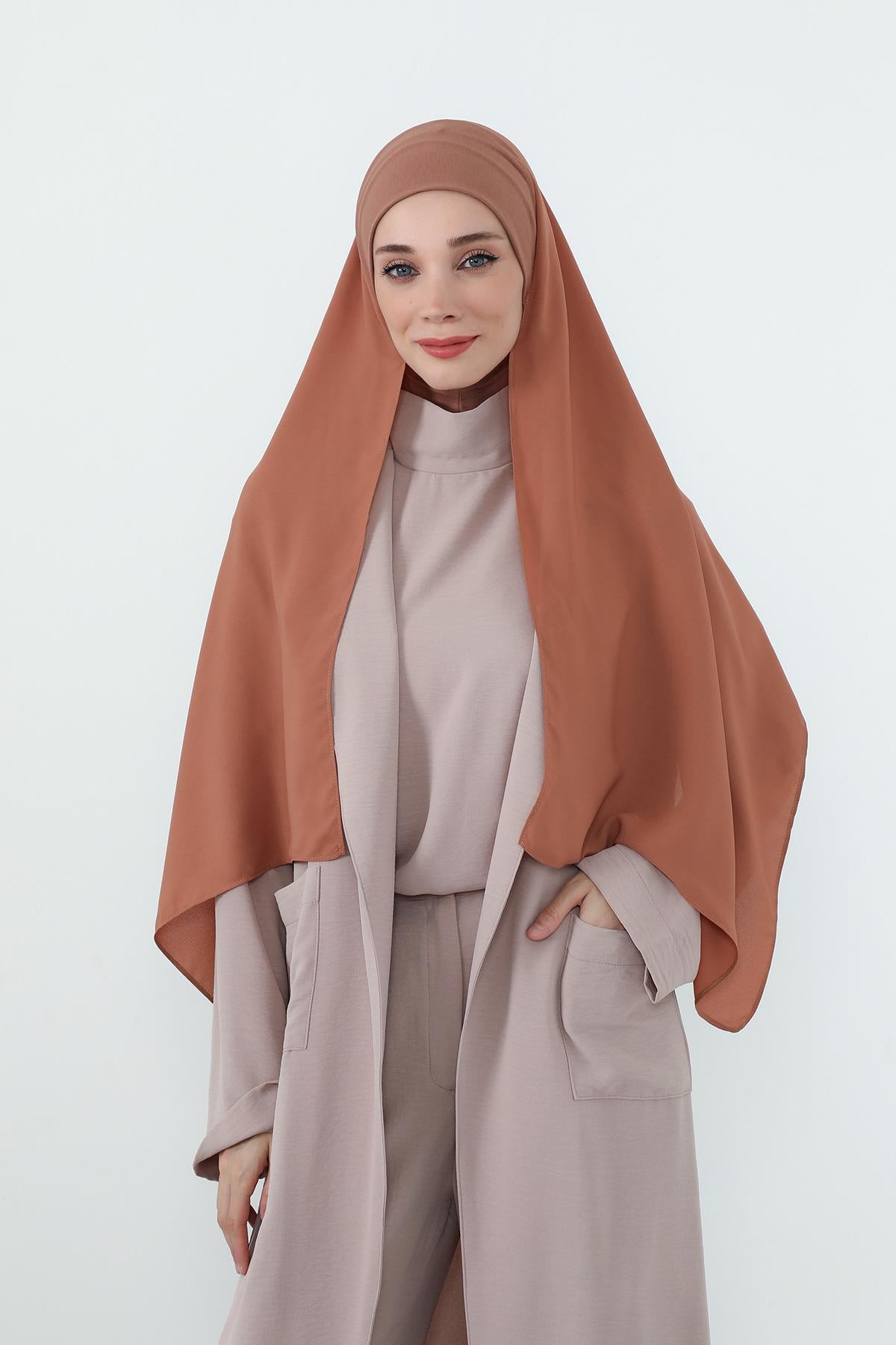 Boyun Kapatan Penye İç Boneli Krep Şal,PS-55