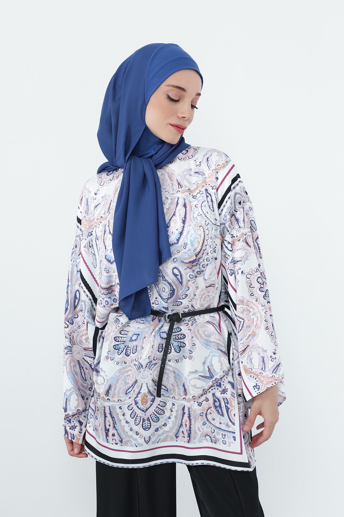 Boyun Kapatan Penye İç Boneli Krep Şal,PS-55