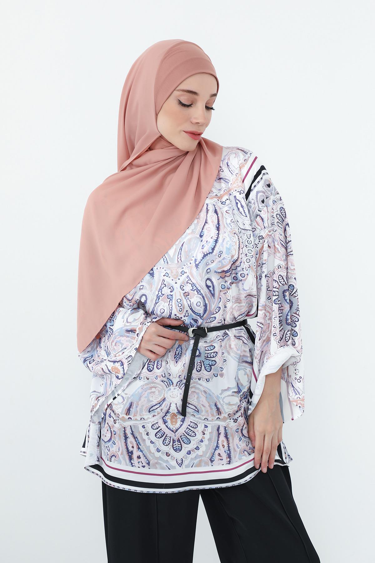 Boyun Kapatan Penye İç Boneli Krep Şal,PS-55