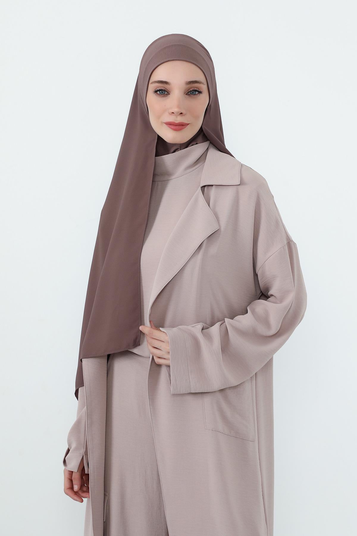 Boyun Kapatan Penye İç Boneli Krep Şal,PS-55