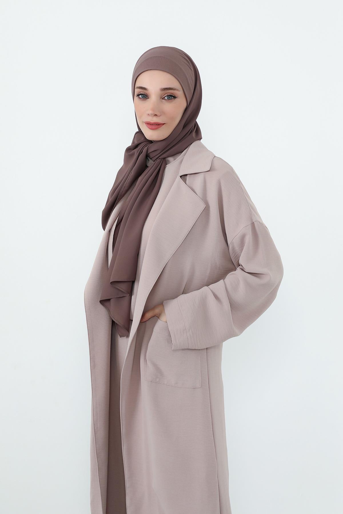 Boyun Kapatan Penye İç Boneli Krep Şal,PS-55