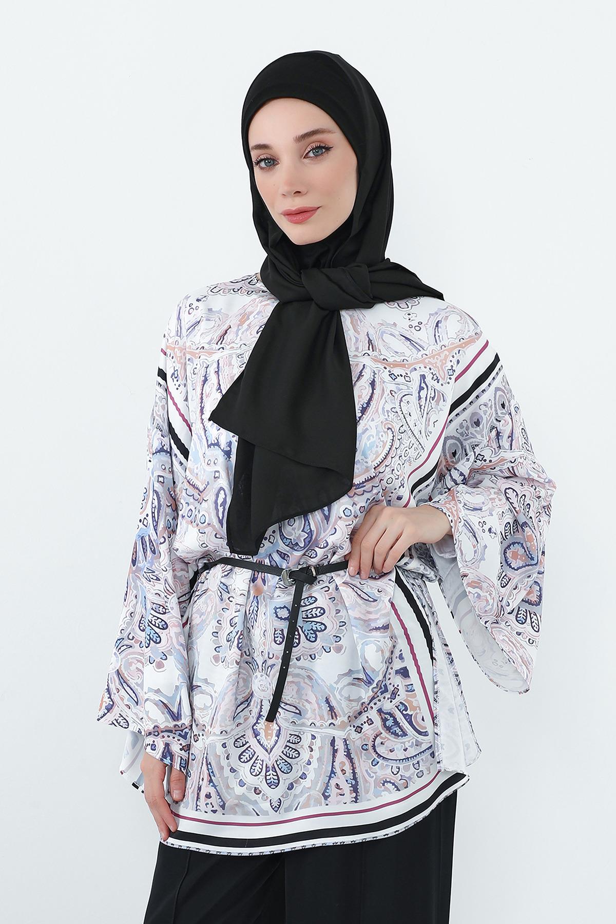 Boyun Kapatan Penye İç Boneli Krep Şal,PS-55