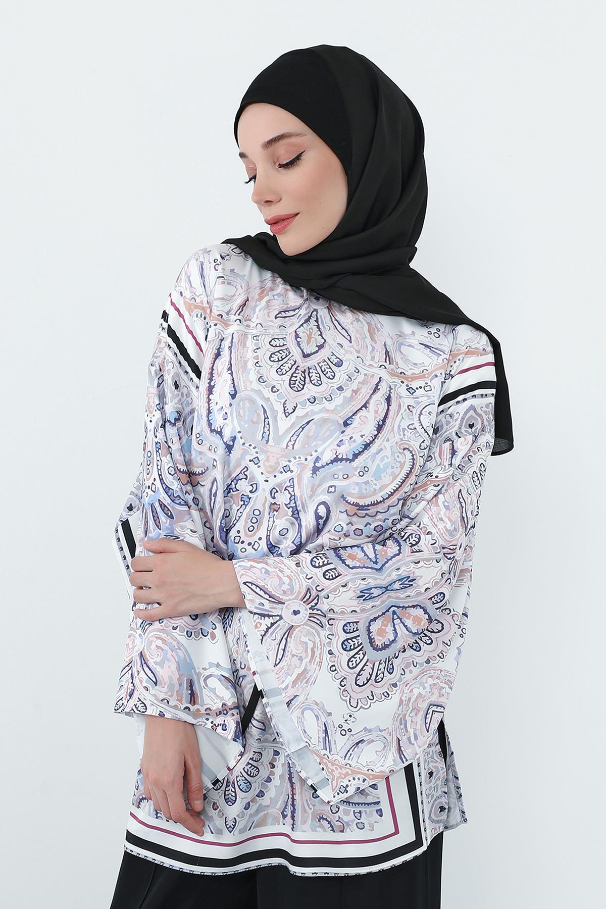 Boyun Kapatan Penye İç Boneli Krep Şal,PS-55