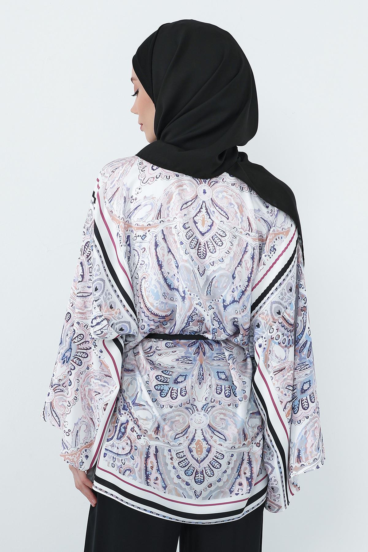 Boyun Kapatan Penye İç Boneli Krep Şal,PS-55