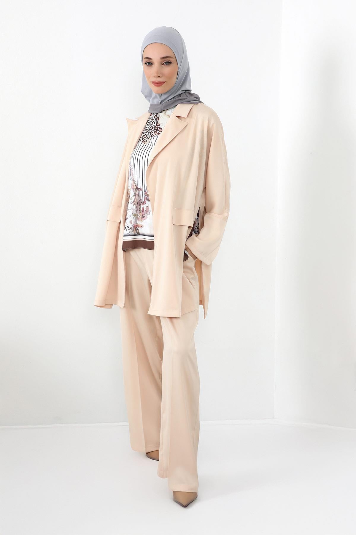 Boyun Kapatıcı Özellikli Şifon Kapşonlu Penye Bone,B-95