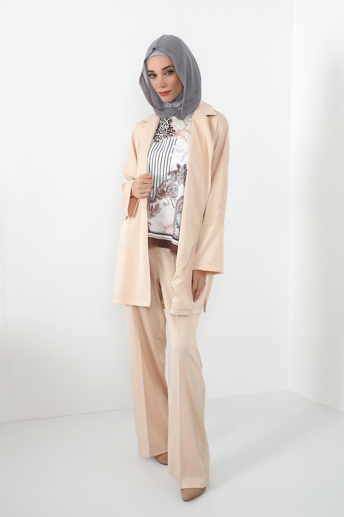 Boyun Kapatıcı Özellikli Şifon Kapşonlu Penye Bone,B-95