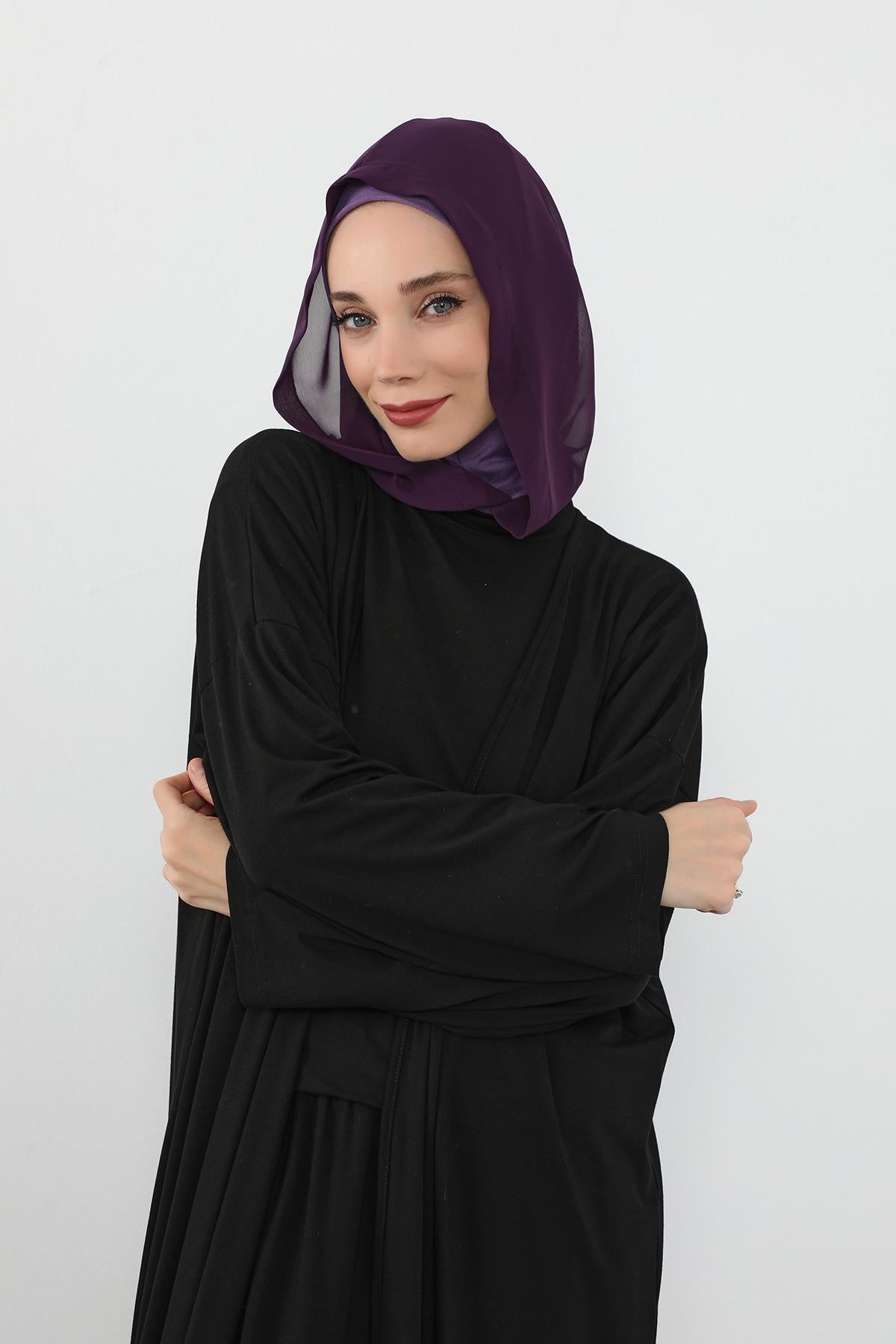 Boyun Kapatıcı Özellikli Şifon Kapşonlu Penye Bone,B-95