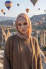 Boyun Kapatıcı Özellikli Şifon Kapşonlu Penye Bone,B-95