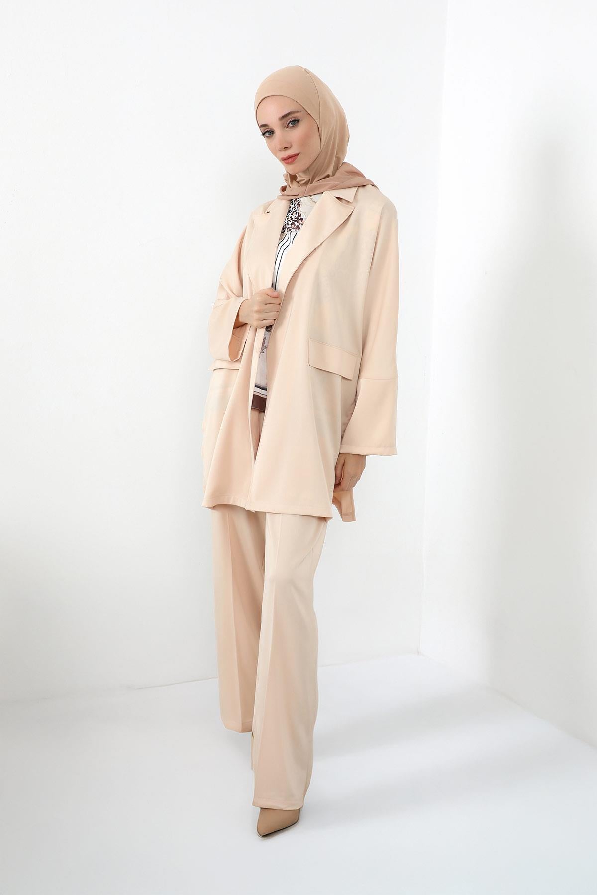 Boyun Kapatıcı Özellikli Şifon Kapşonlu Penye Bone,B-95