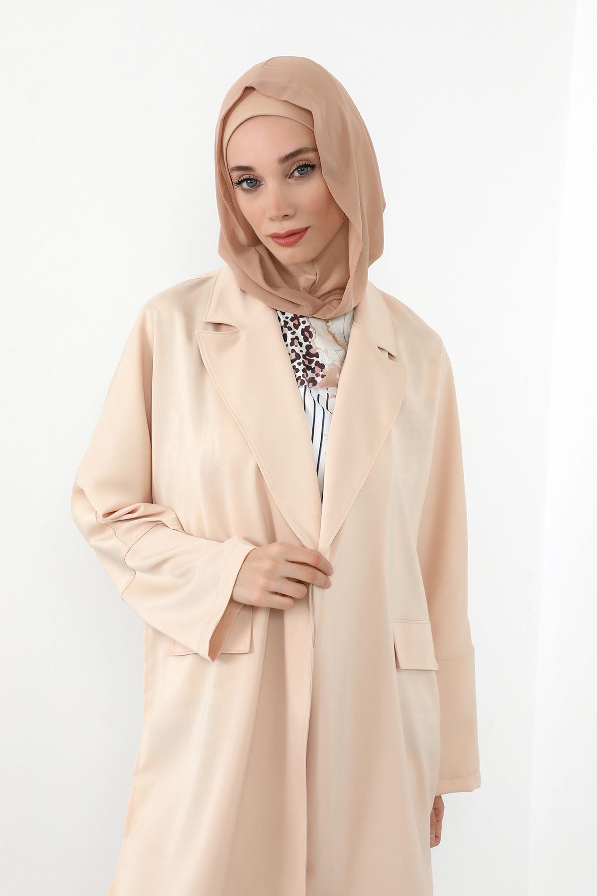 Boyun Kapatıcı Özellikli Şifon Kapşonlu Penye Bone,B-95