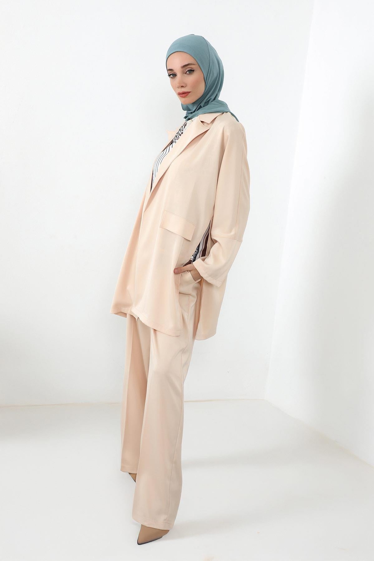 Boyun Kapatıcı Özellikli Şifon Kapşonlu Penye Bone,B-95