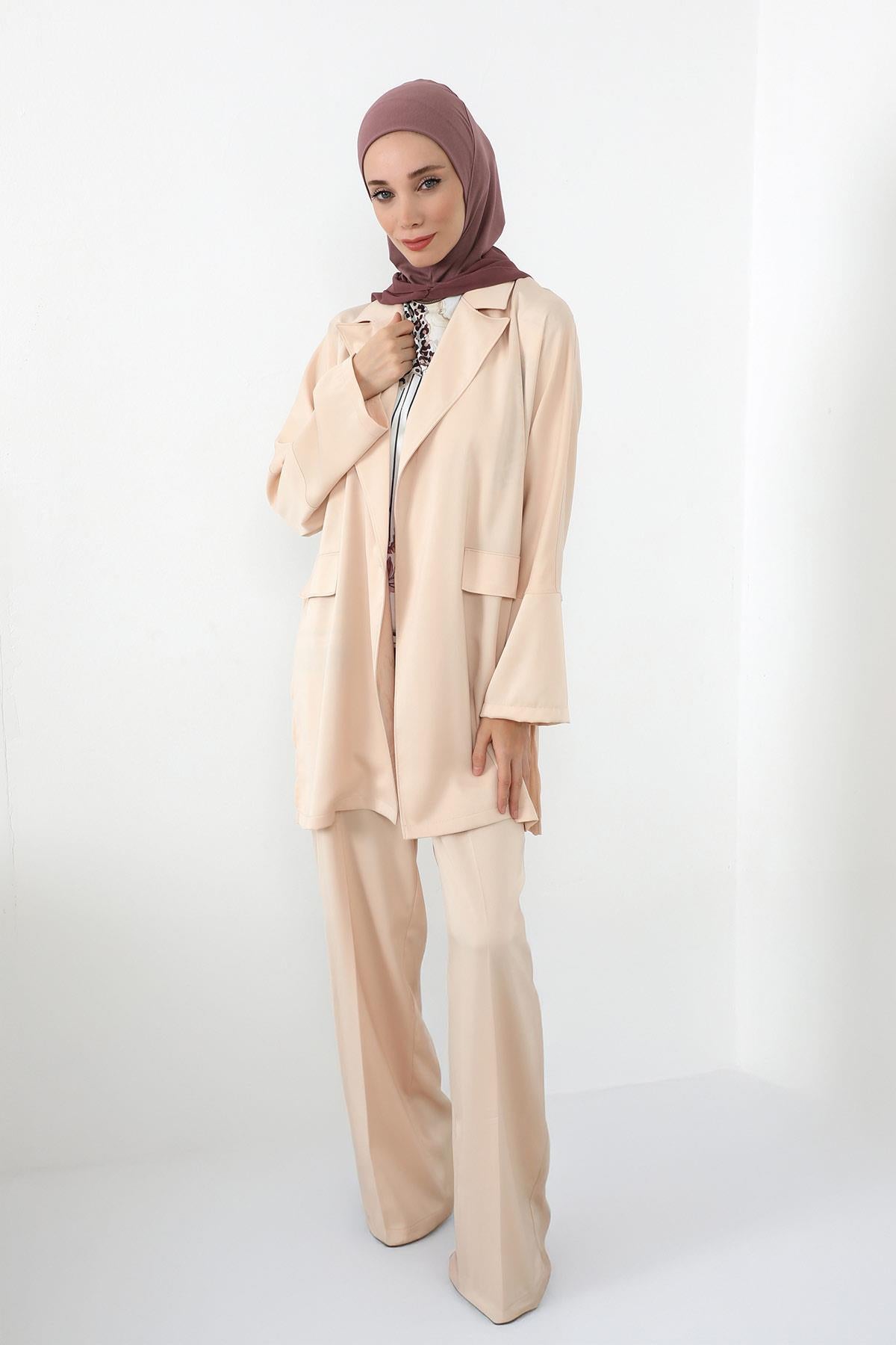 Boyun Kapatıcı Özellikli Şifon Kapşonlu Penye Bone,B-95