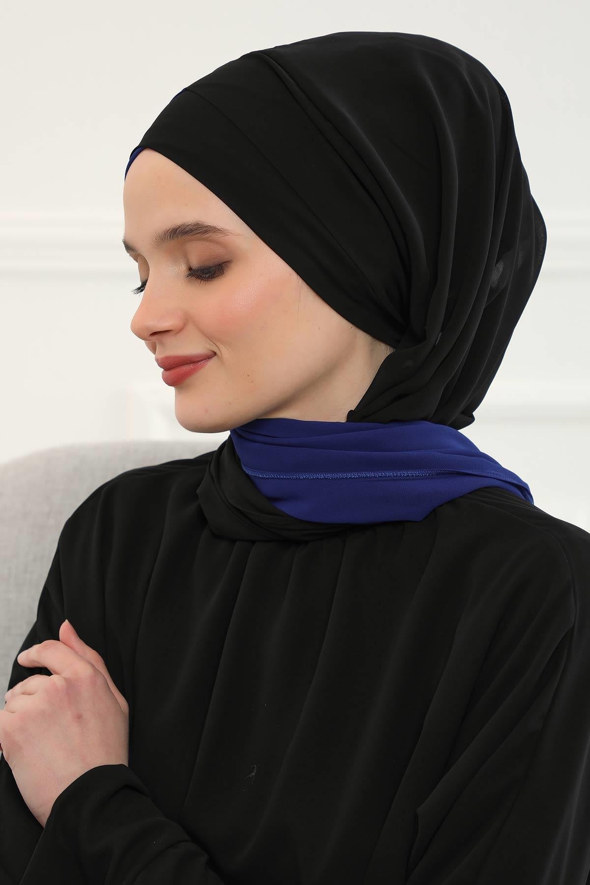 Çapraz Dikim Çift Renkli Pratik Şifon Şal,CPS-84,CPS-84