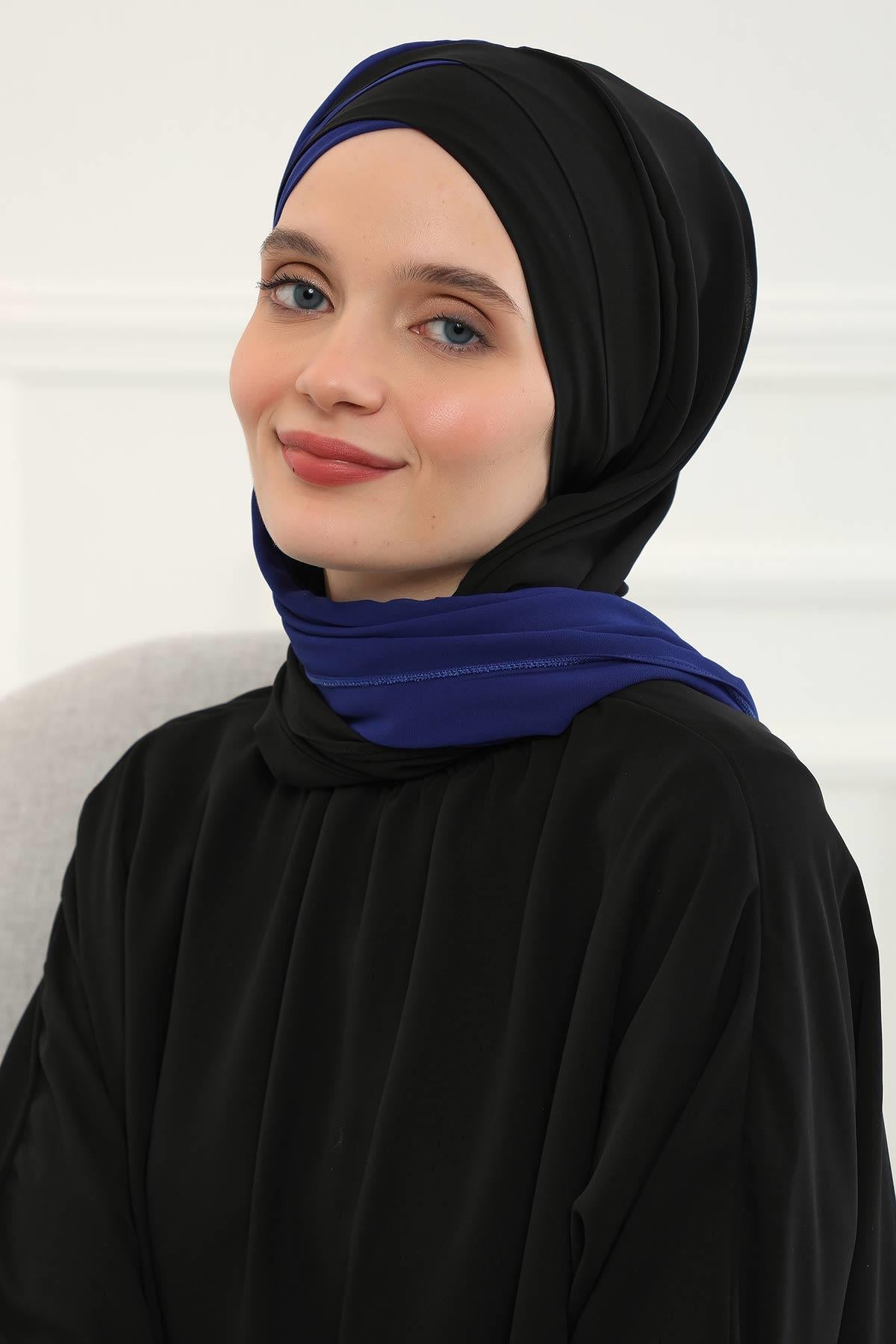 Çapraz Dikim Çift Renkli Pratik Şifon Şal,CPS-84,CPS-84