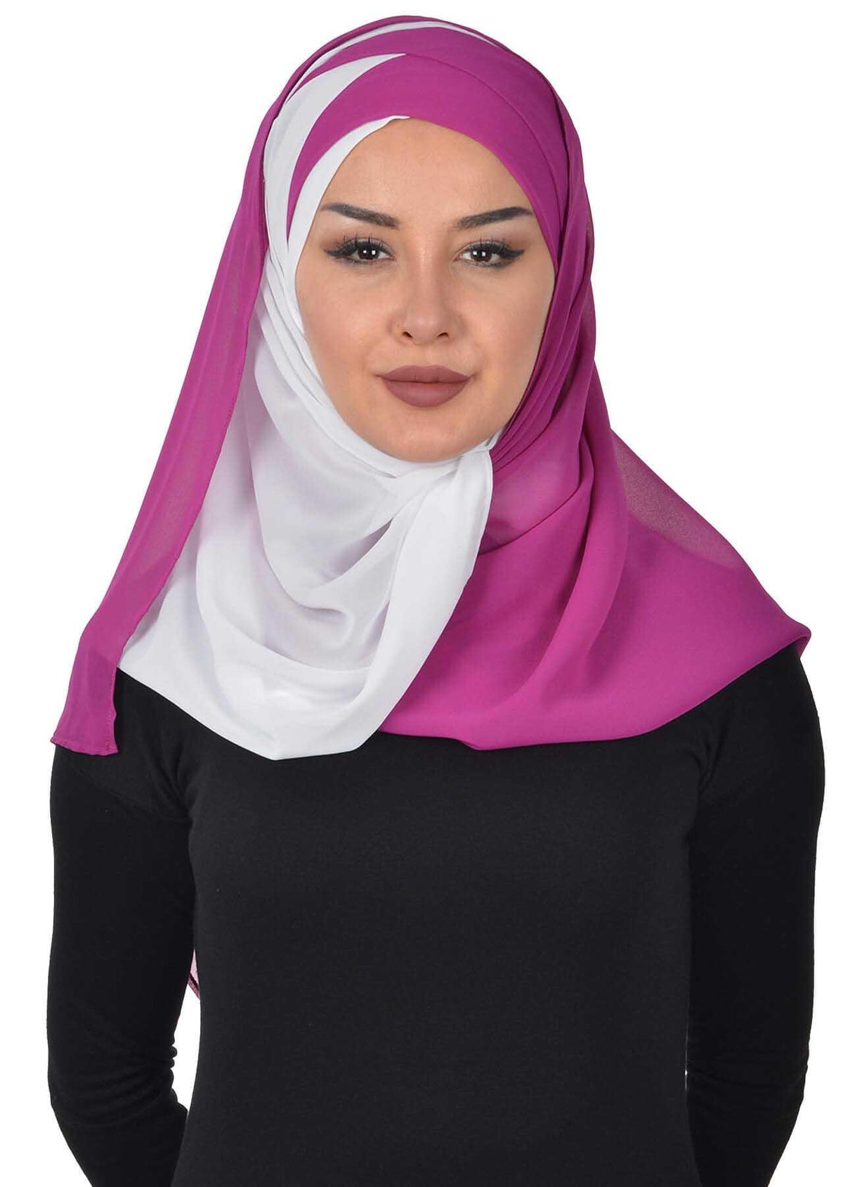 Çapraz Dikim Çift Renkli Pratik Şifon Şal,CPS-84,CPS-84