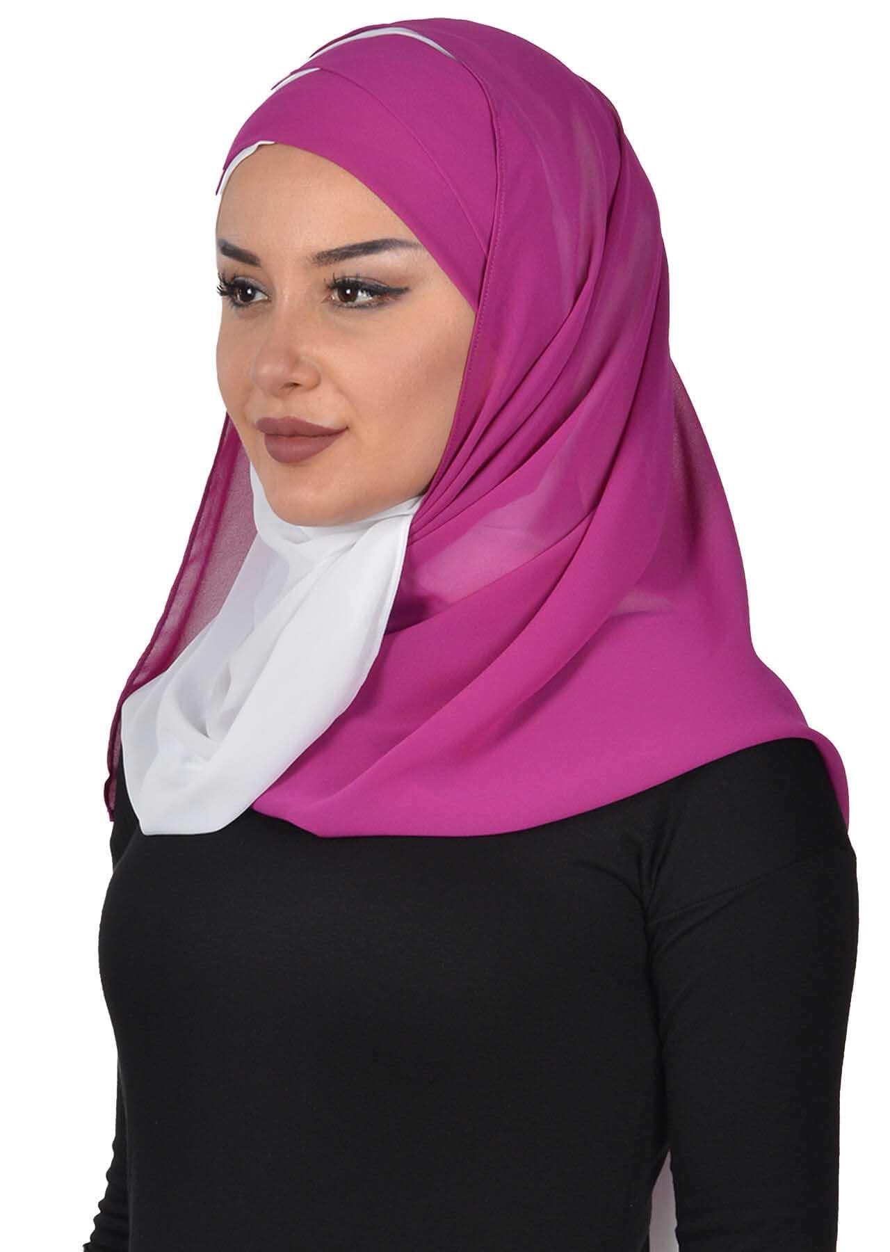 Çapraz Dikim Çift Renkli Pratik Şifon Şal,CPS-84,CPS-84