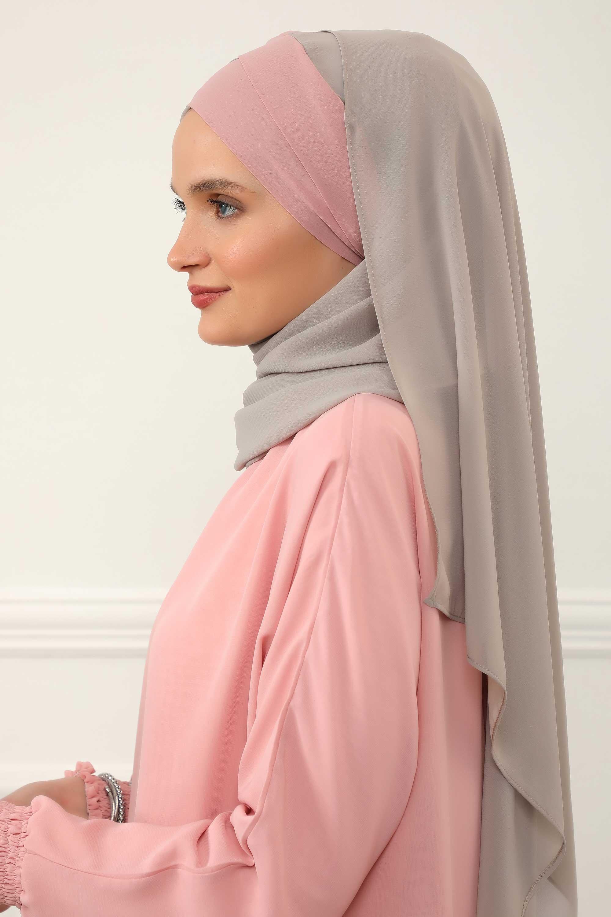 Çapraz Dikim Çift Renkli Pratik Şifon Şal,CPS-84,CPS-84