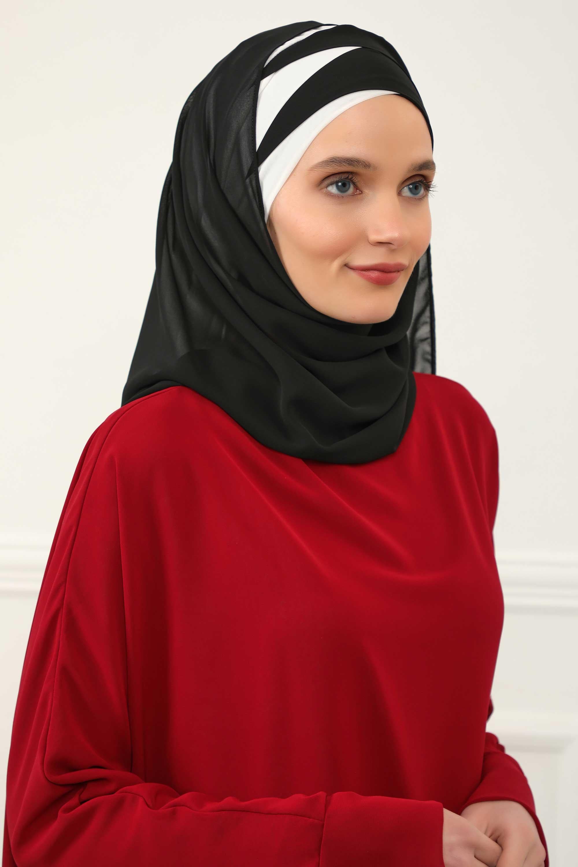 Çapraz Dikim Çift Renkli Pratik Şifon Şal,CPS-84,CPS-84