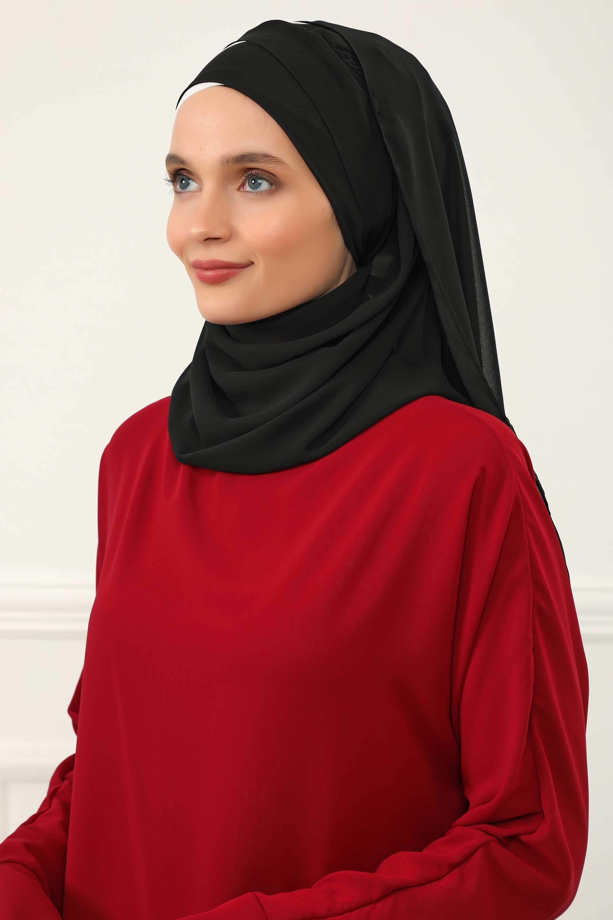 Çapraz Dikim Çift Renkli Pratik Şifon Şal,CPS-84,CPS-84