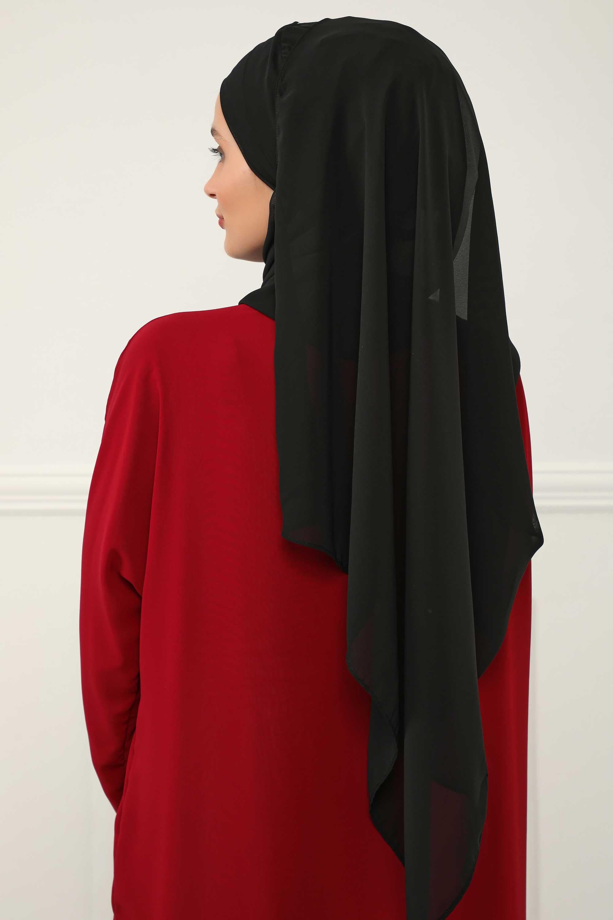 Çapraz Dikim Çift Renkli Pratik Şifon Şal,CPS-84,CPS-84