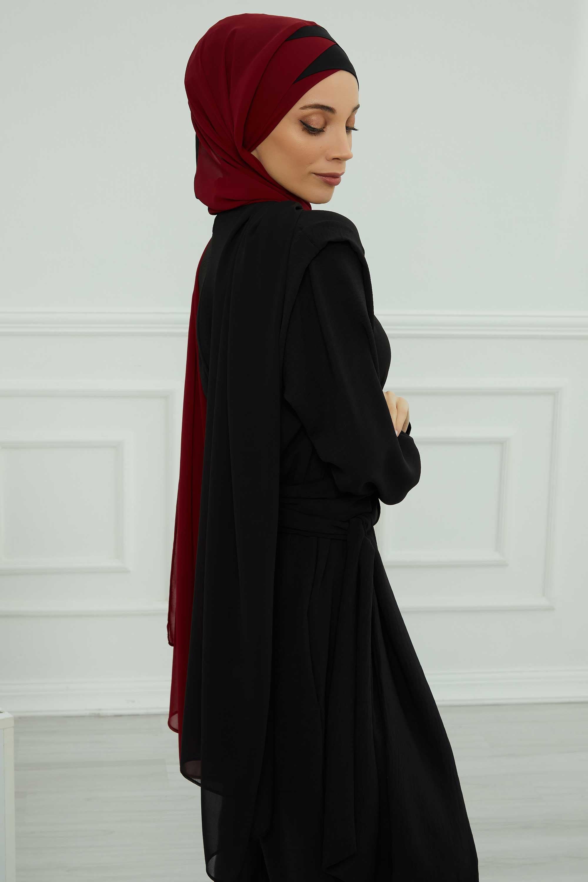 Çapraz Dikim Çift Renkli Pratik Şifon Şal,CPS-84,CPS-84