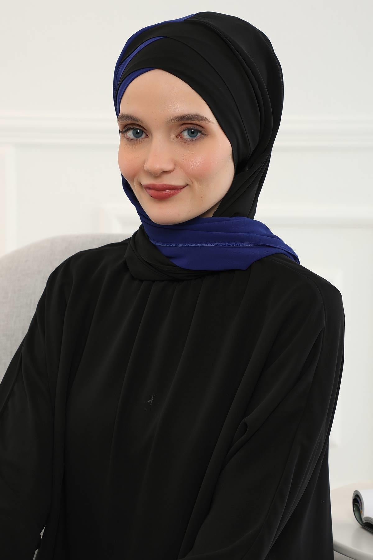 Çapraz Dikim Çift Renkli Pratik Şifon Şal,CPS-84,CPS-84