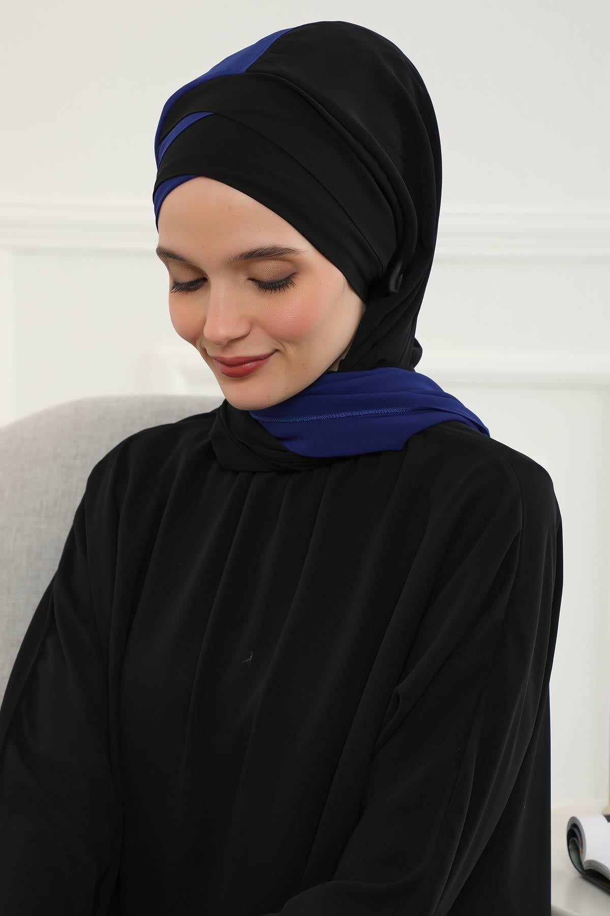 Çapraz Dikim Çift Renkli Pratik Şifon Şal,CPS-84,CPS-84