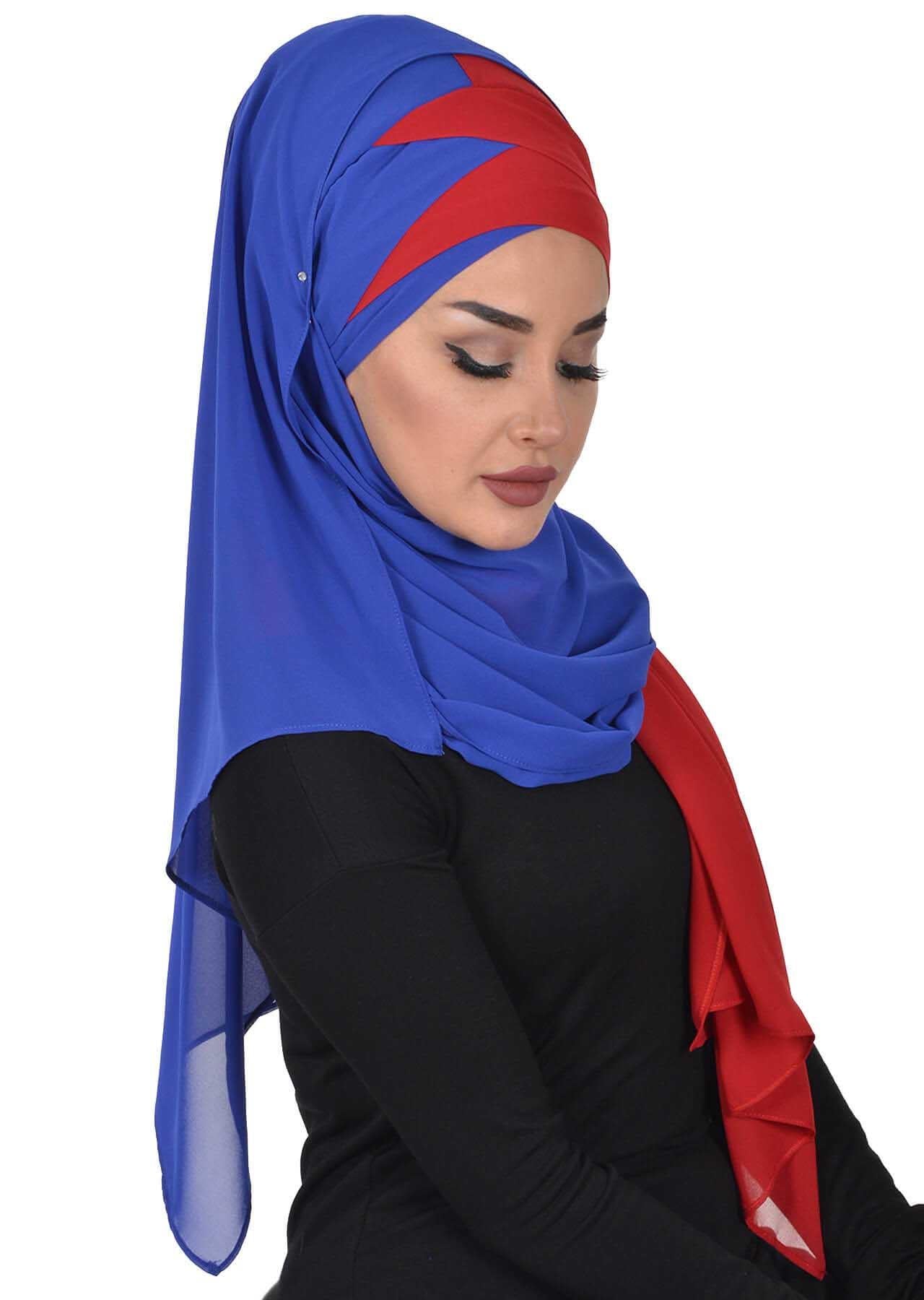 Çapraz Dikim Çift Renkli Pratik Şifon Şal,CPS-84,CPS-84