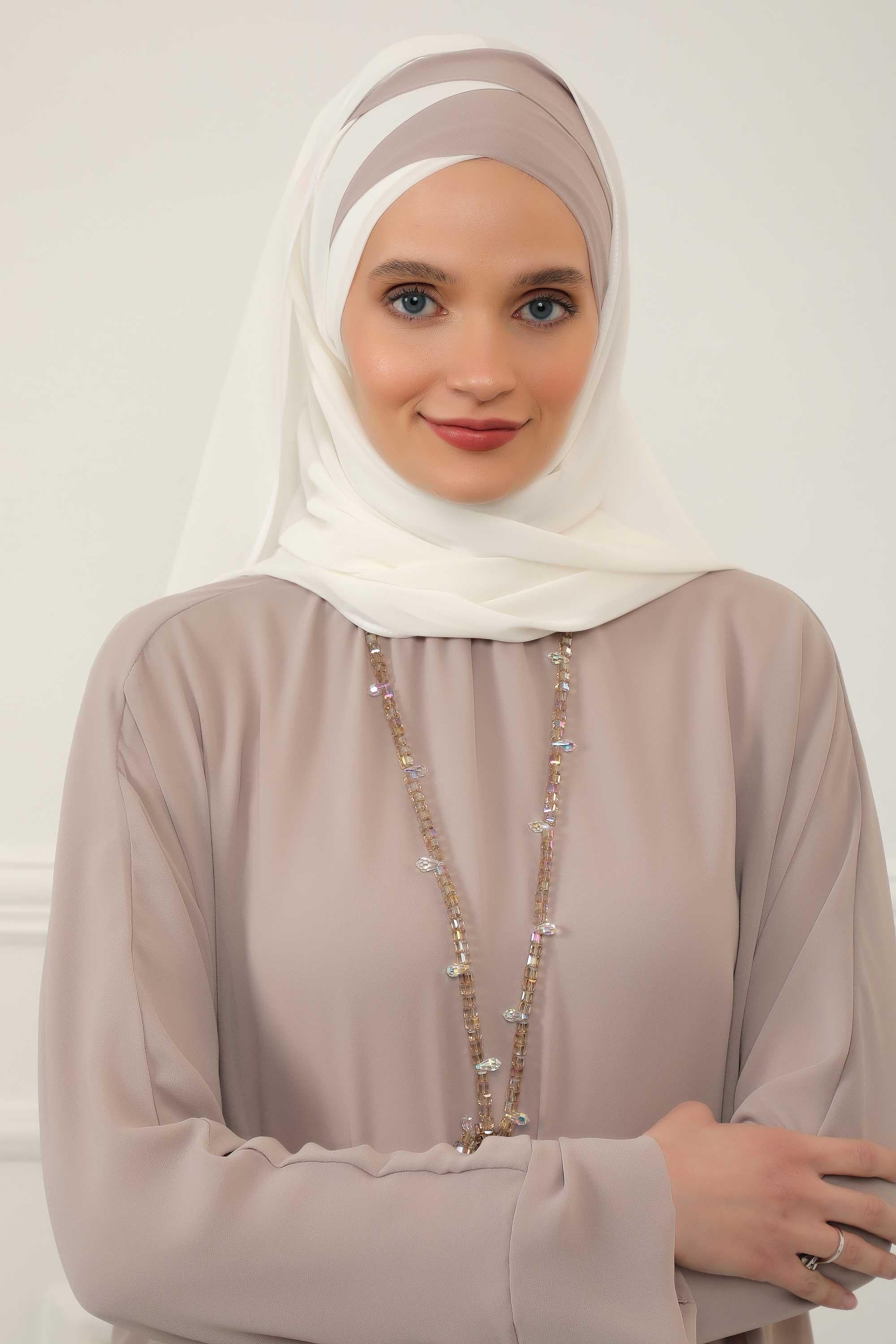 Çapraz Dikim Çift Renkli Pratik Şifon Şal,CPS-84,CPS-84