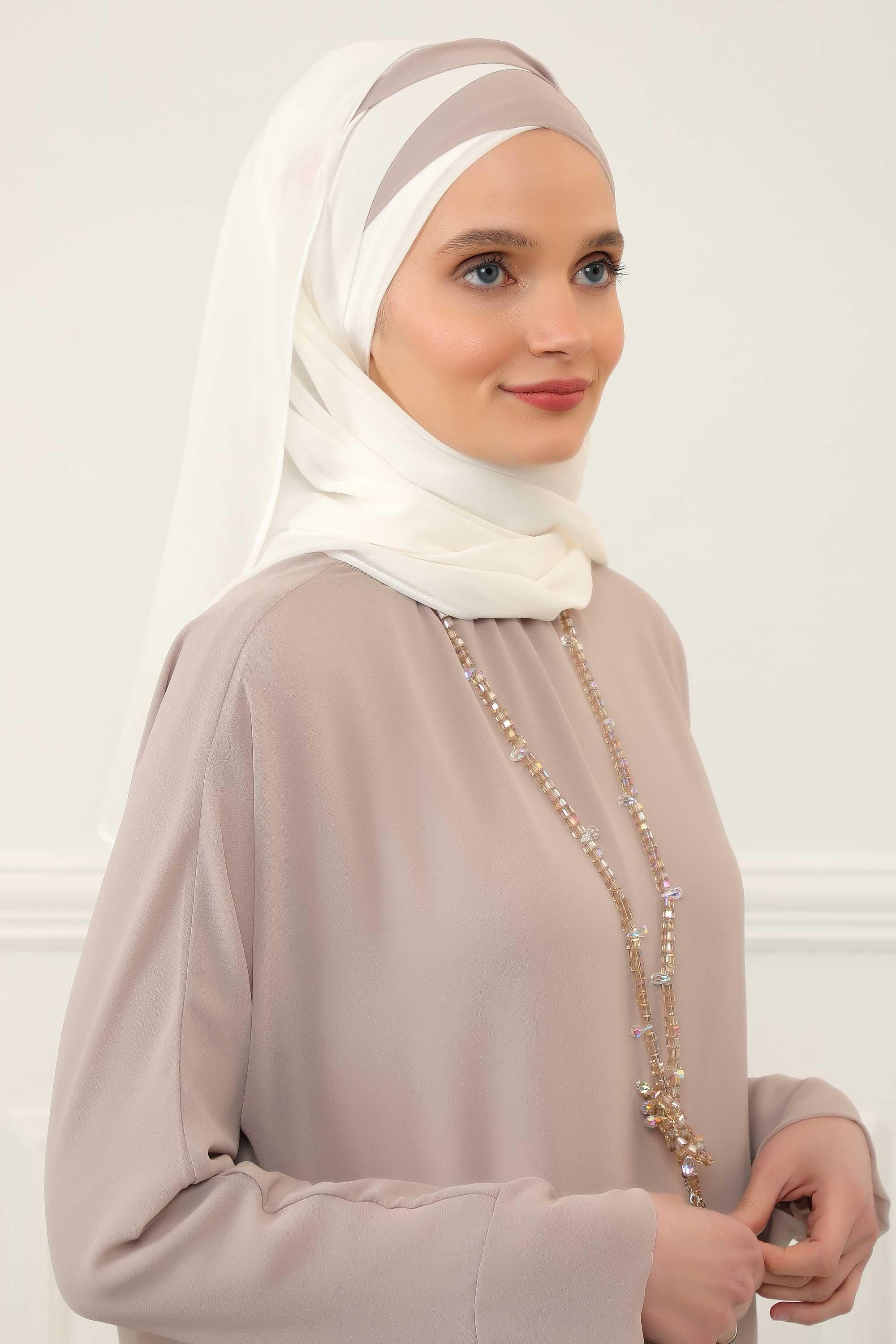 Çapraz Dikim Çift Renkli Pratik Şifon Şal,CPS-84,CPS-84