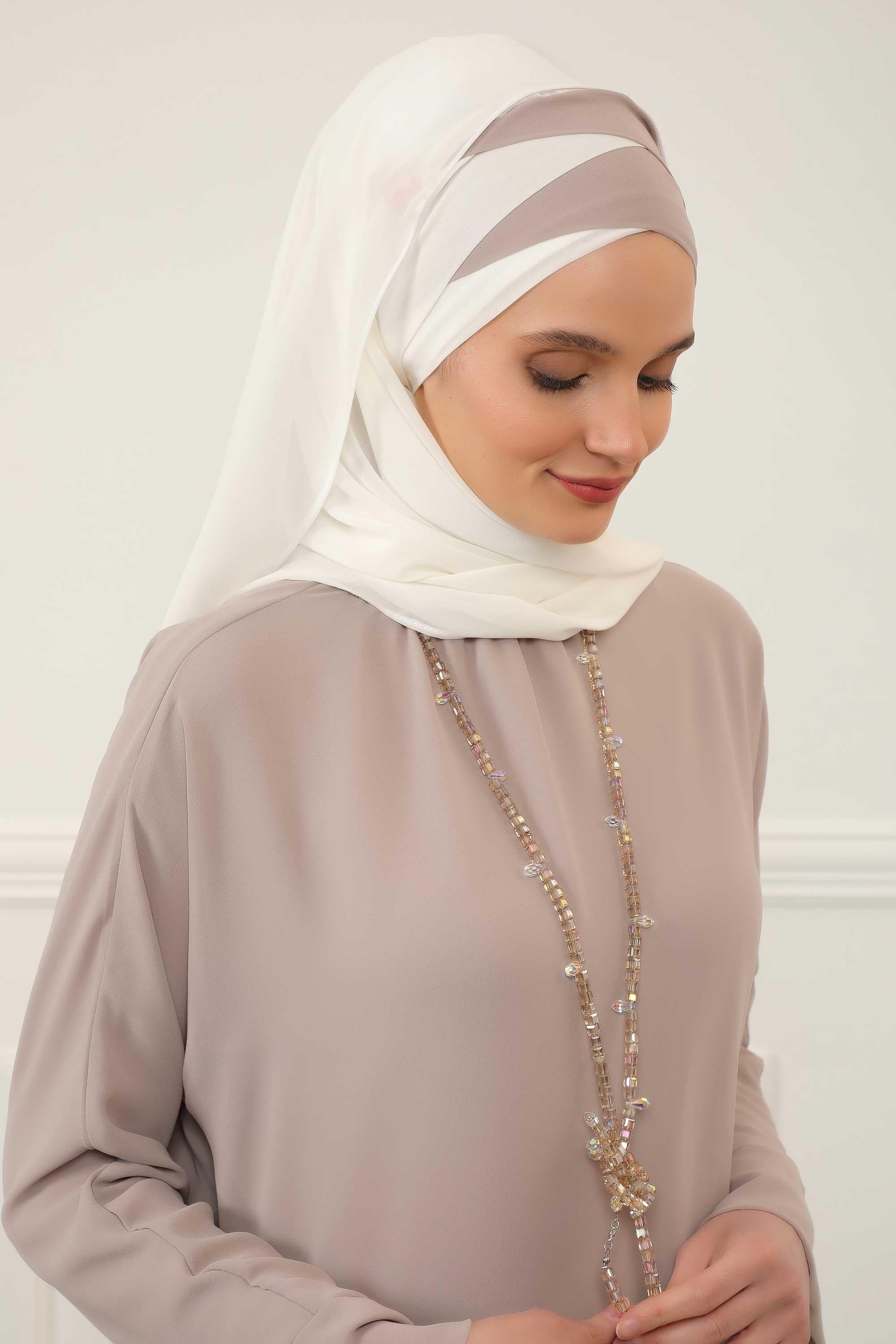 Çapraz Dikim Çift Renkli Pratik Şifon Şal,CPS-84,CPS-84