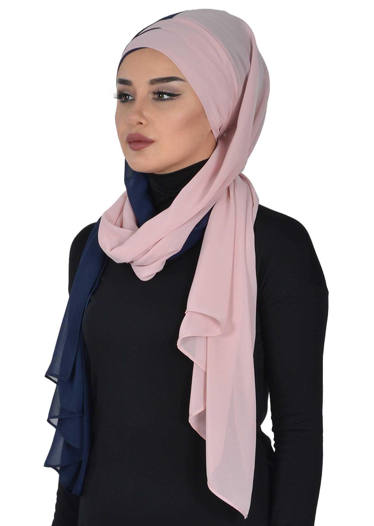 Çapraz Dikim Çift Renkli Pratik Şifon Şal,CPS-84,CPS-84