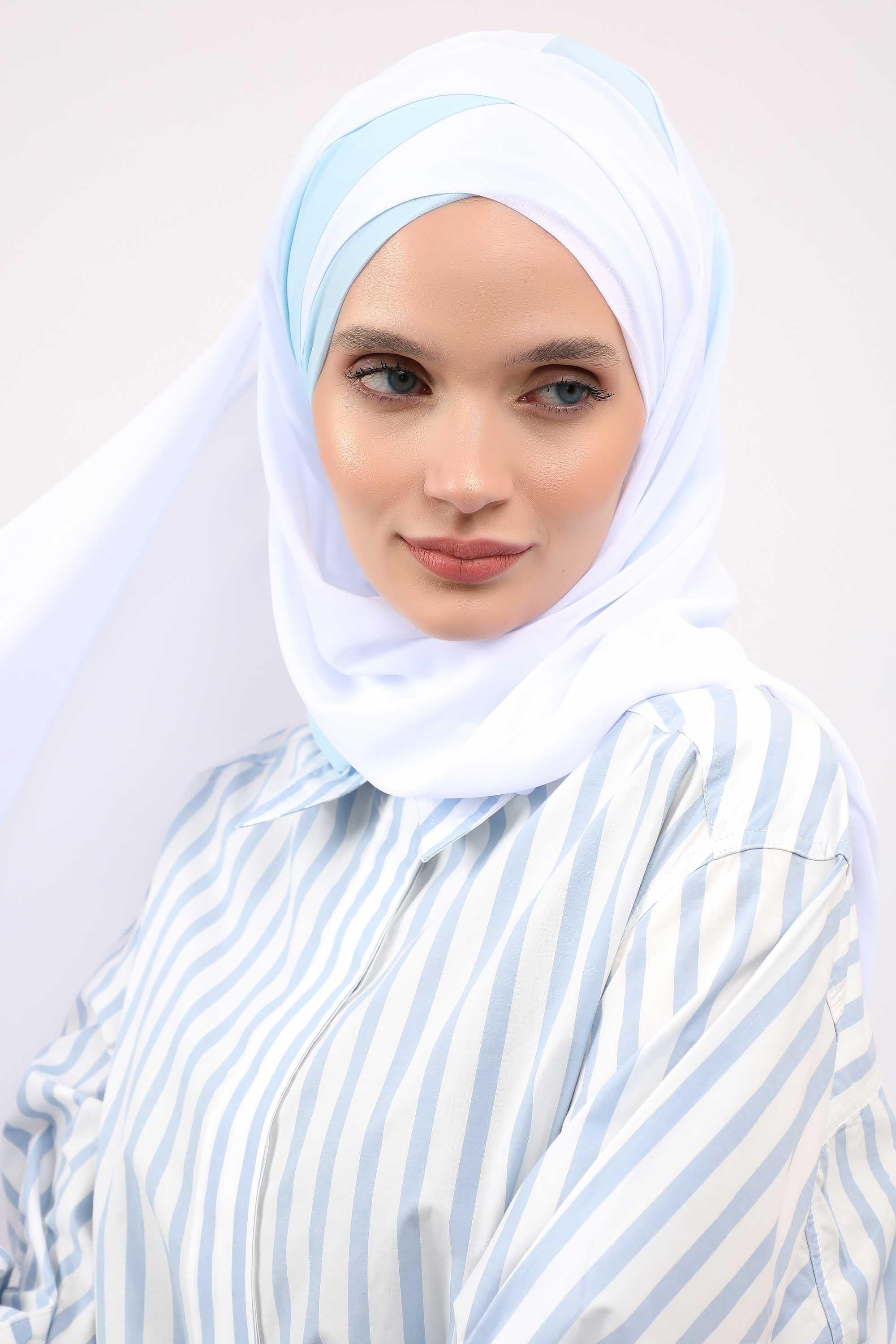 Çapraz Dikim Çift Renkli Pratik Şifon Şal,CPS-84,CPS-84