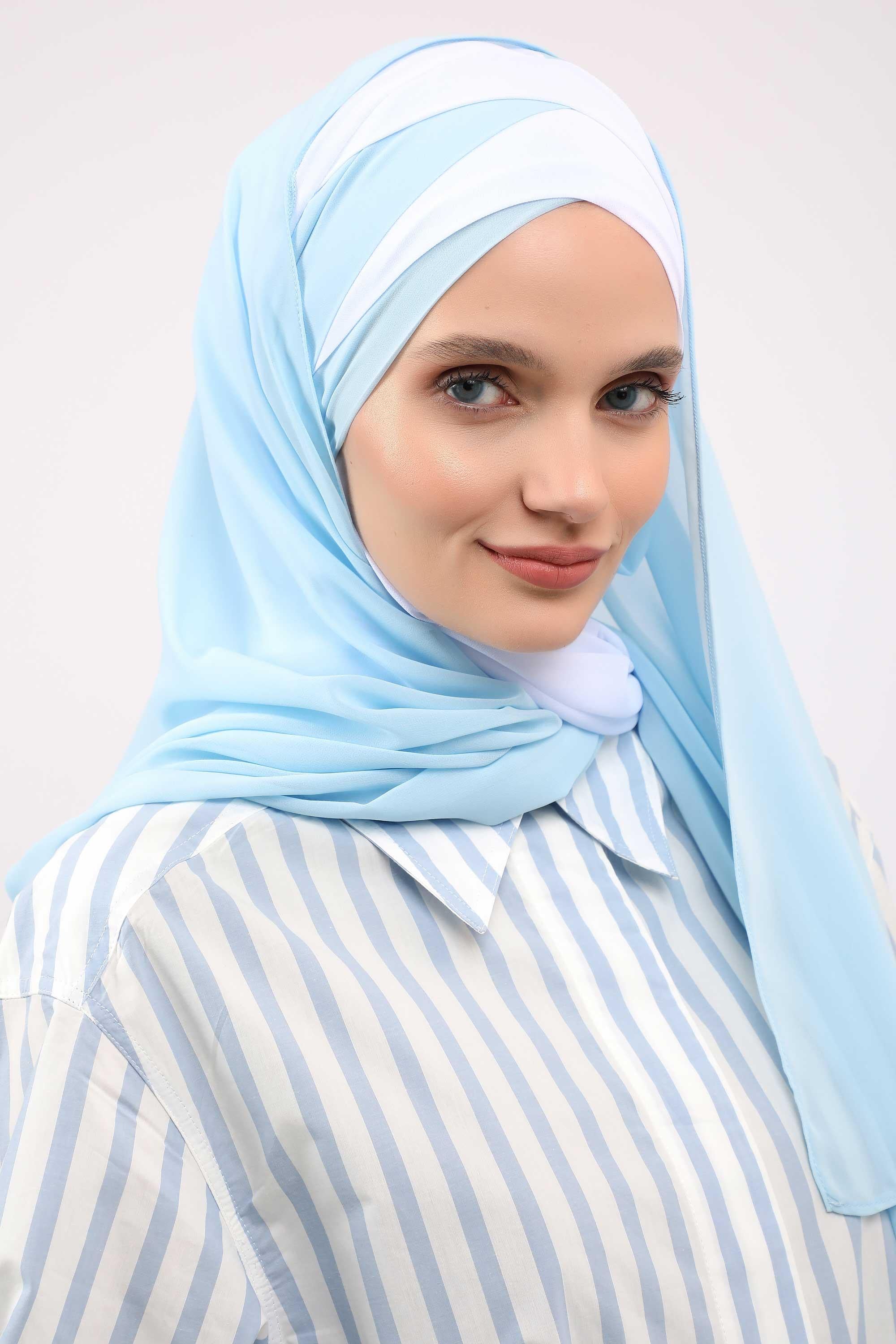 Çapraz Dikim Çift Renkli Pratik Şifon Şal,CPS-84,CPS-84