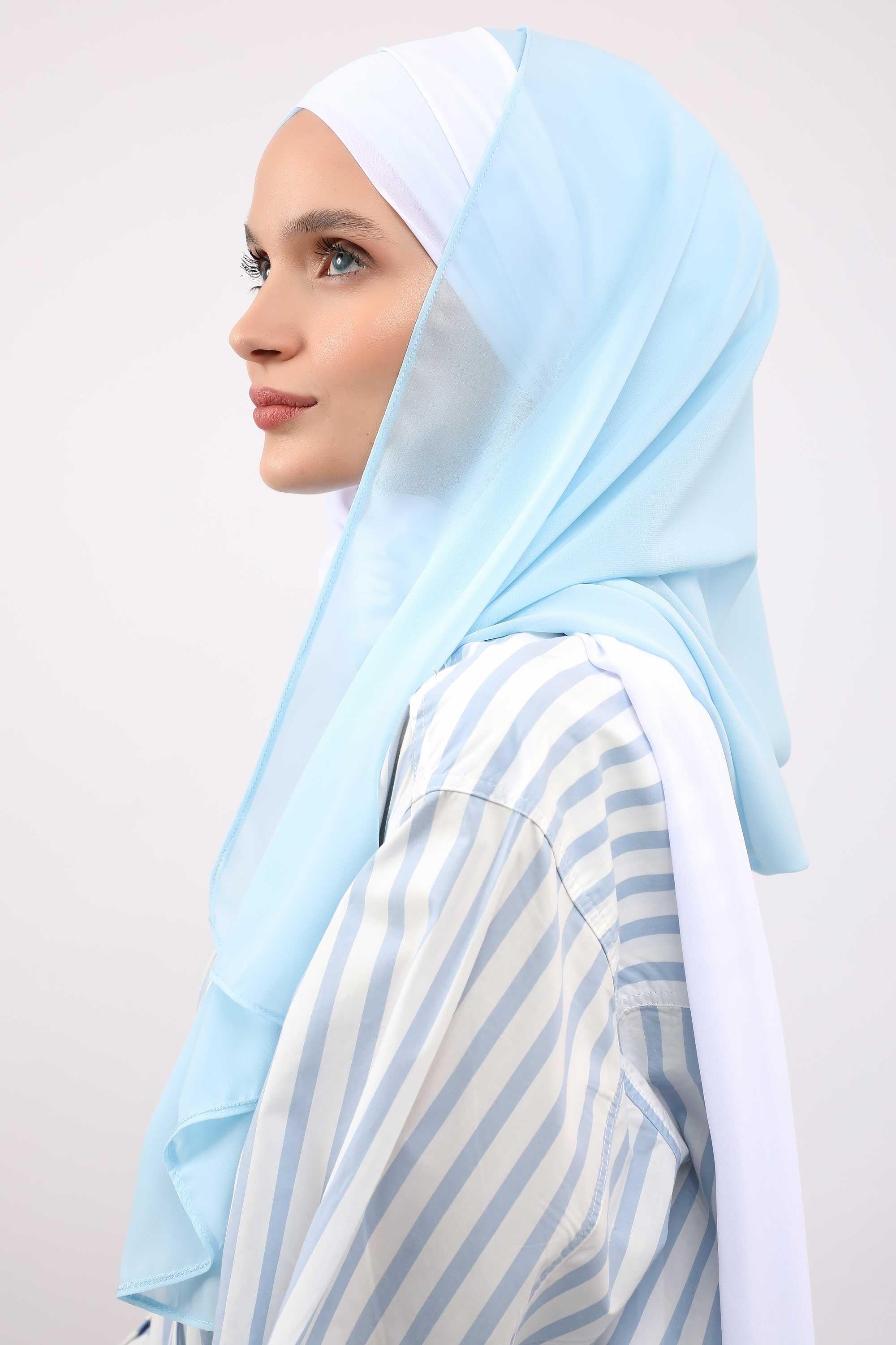 Çapraz Dikim Çift Renkli Pratik Şifon Şal,CPS-84,CPS-84