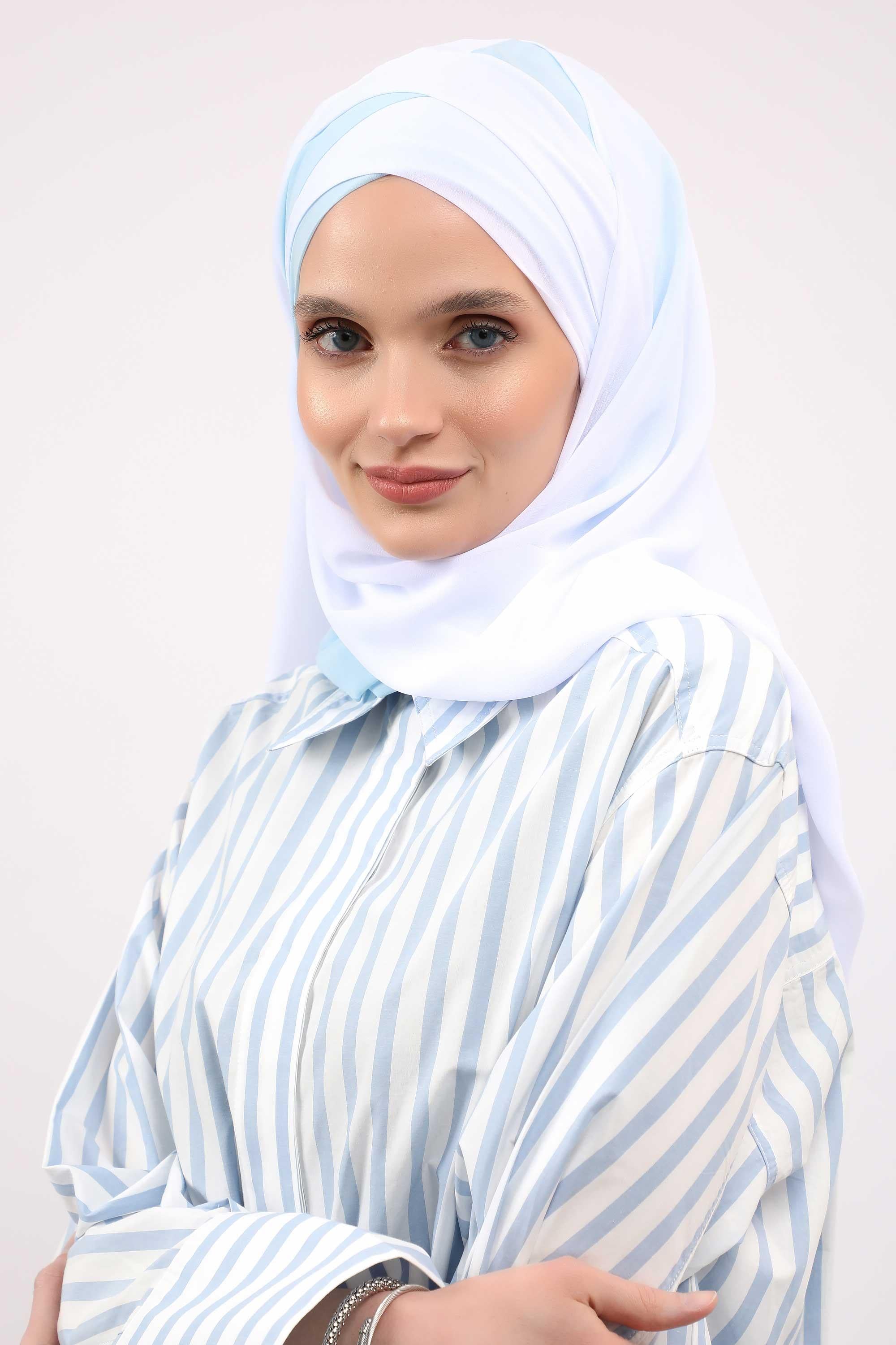 Çapraz Dikim Çift Renkli Pratik Şifon Şal,CPS-84,CPS-84