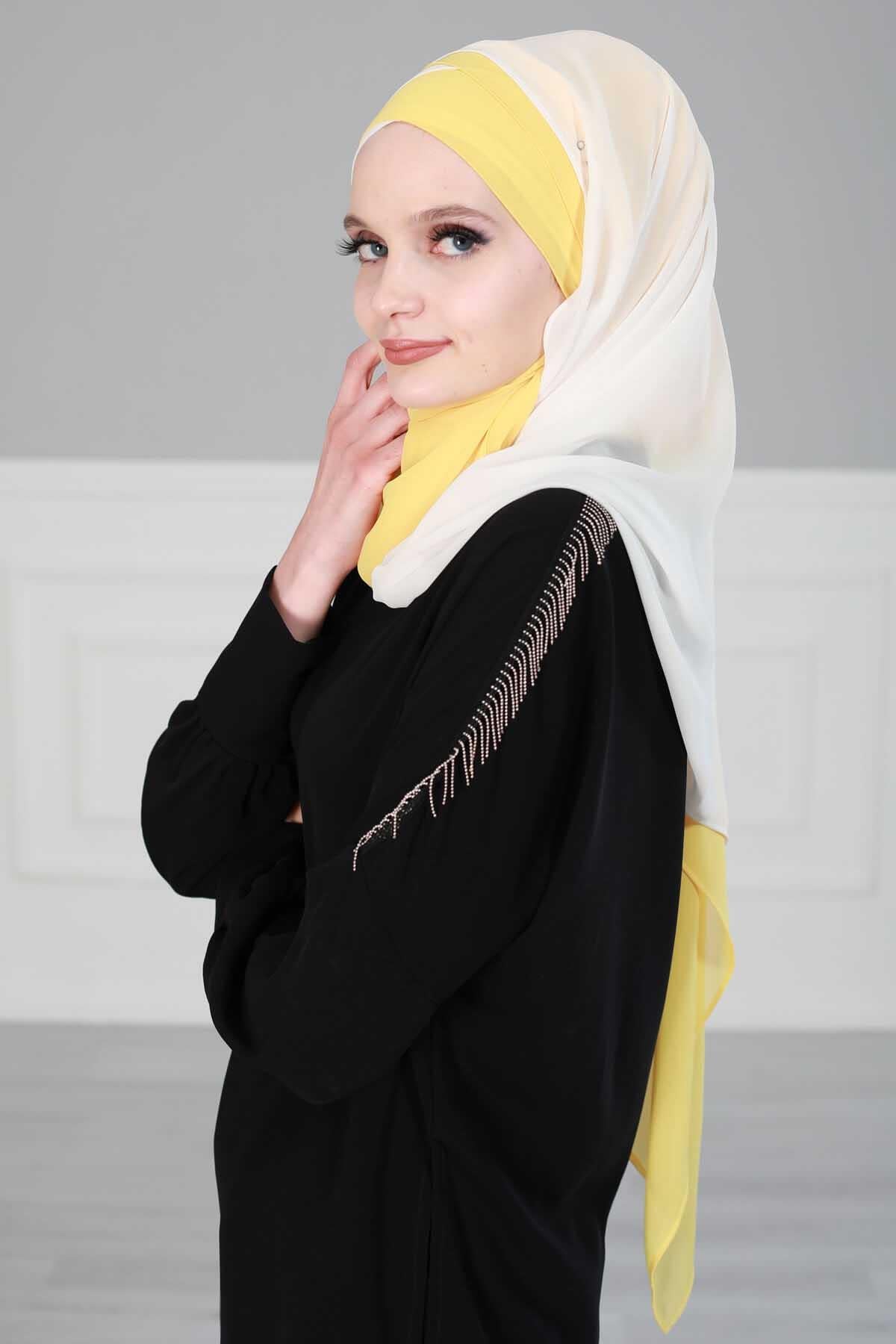 Çapraz Dikim Çift Renkli Pratik Şifon Şal,CPS-84,CPS-84