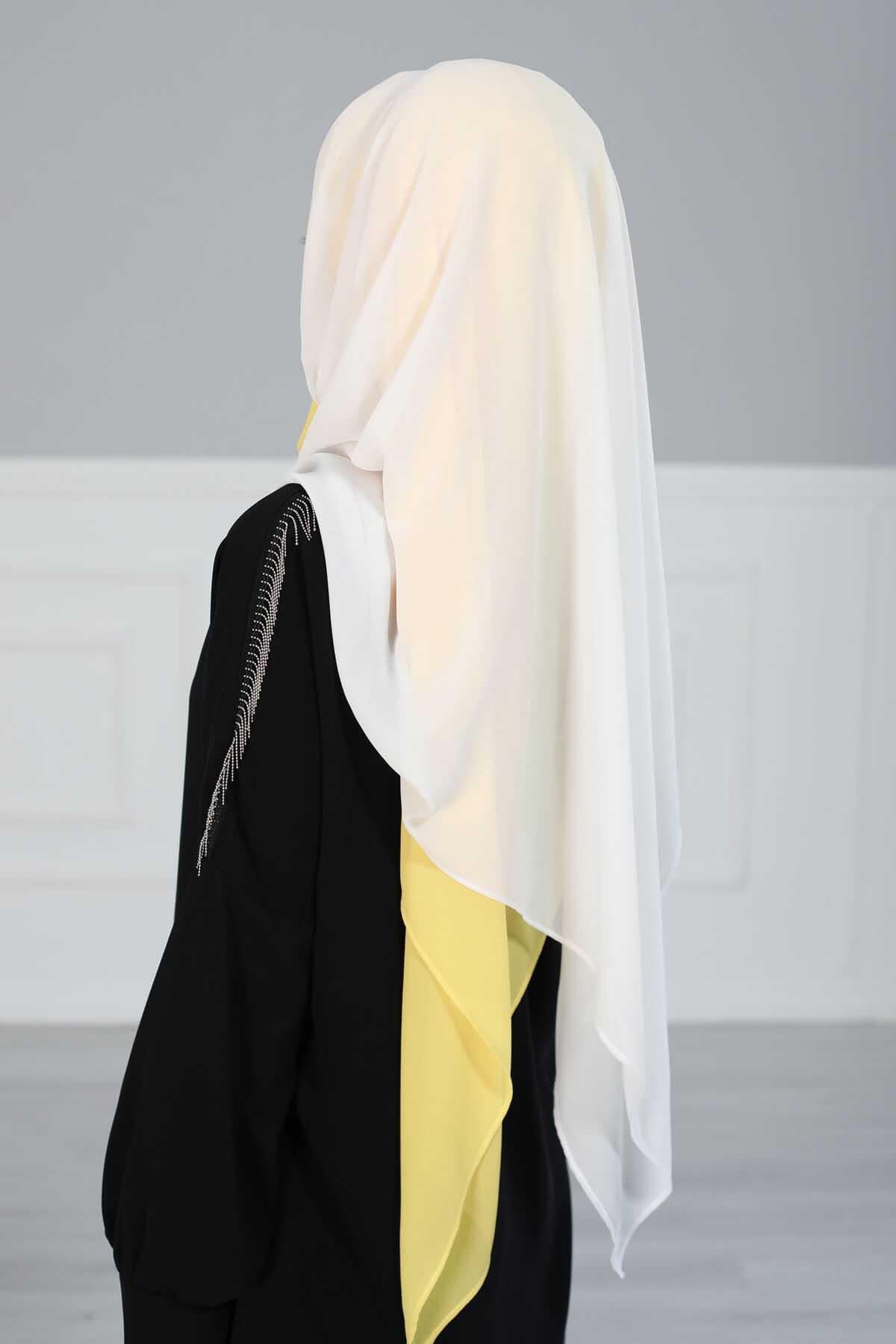 Çapraz Dikim Çift Renkli Pratik Şifon Şal,CPS-84,CPS-84