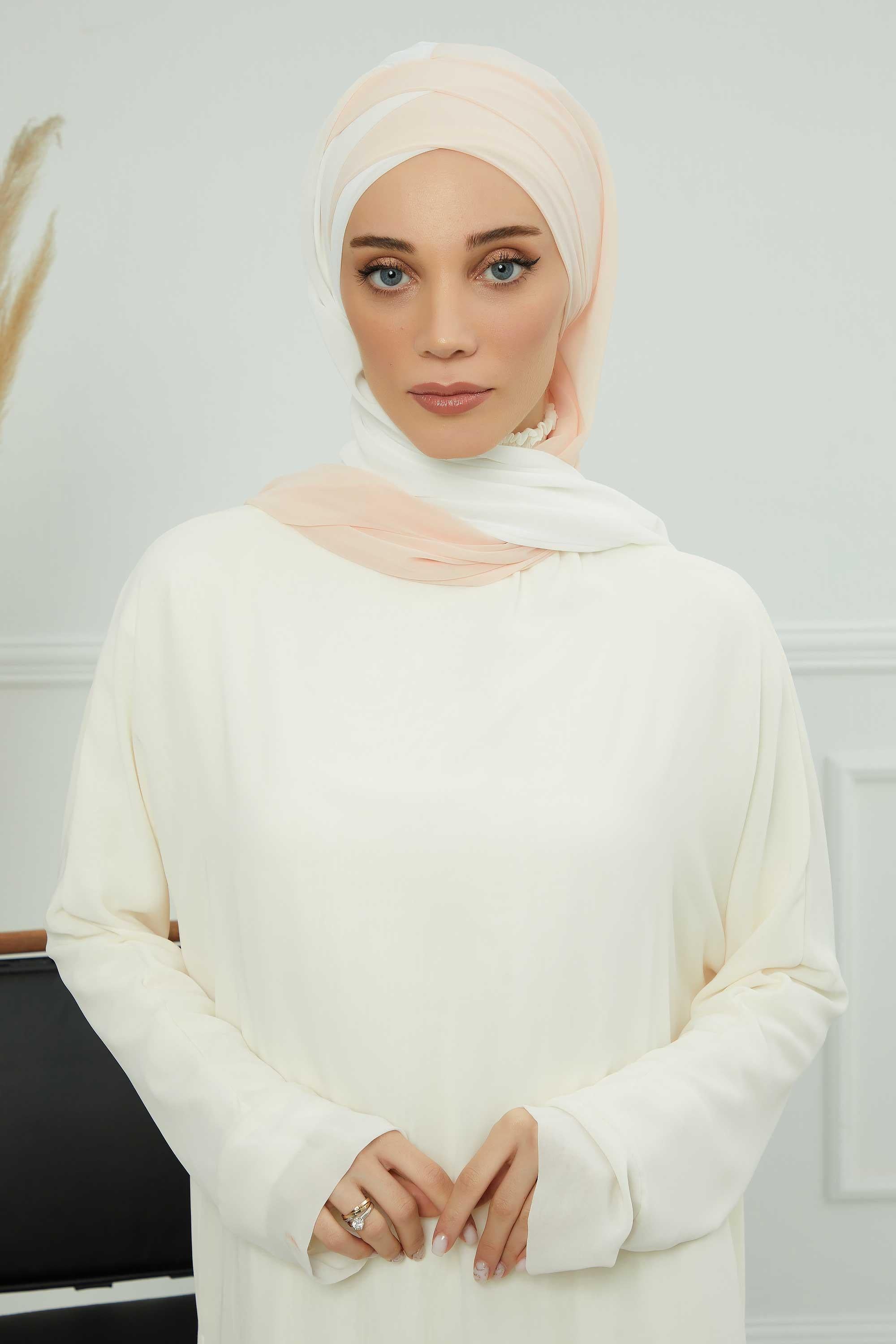 Çapraz Dikim Çift Renkli Pratik Şifon Şal,CPS-84,CPS-84