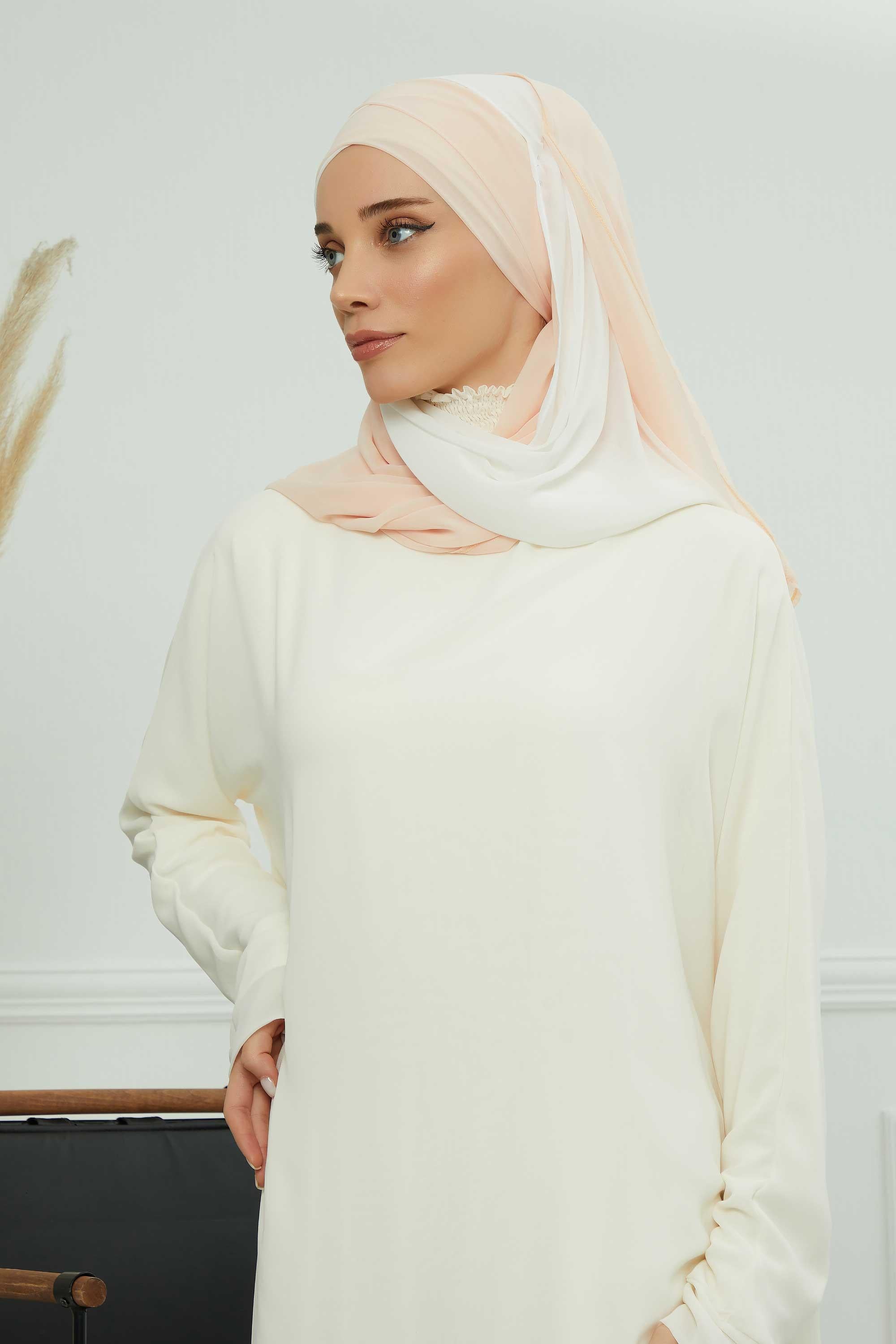 Çapraz Dikim Çift Renkli Pratik Şifon Şal,CPS-84,CPS-84