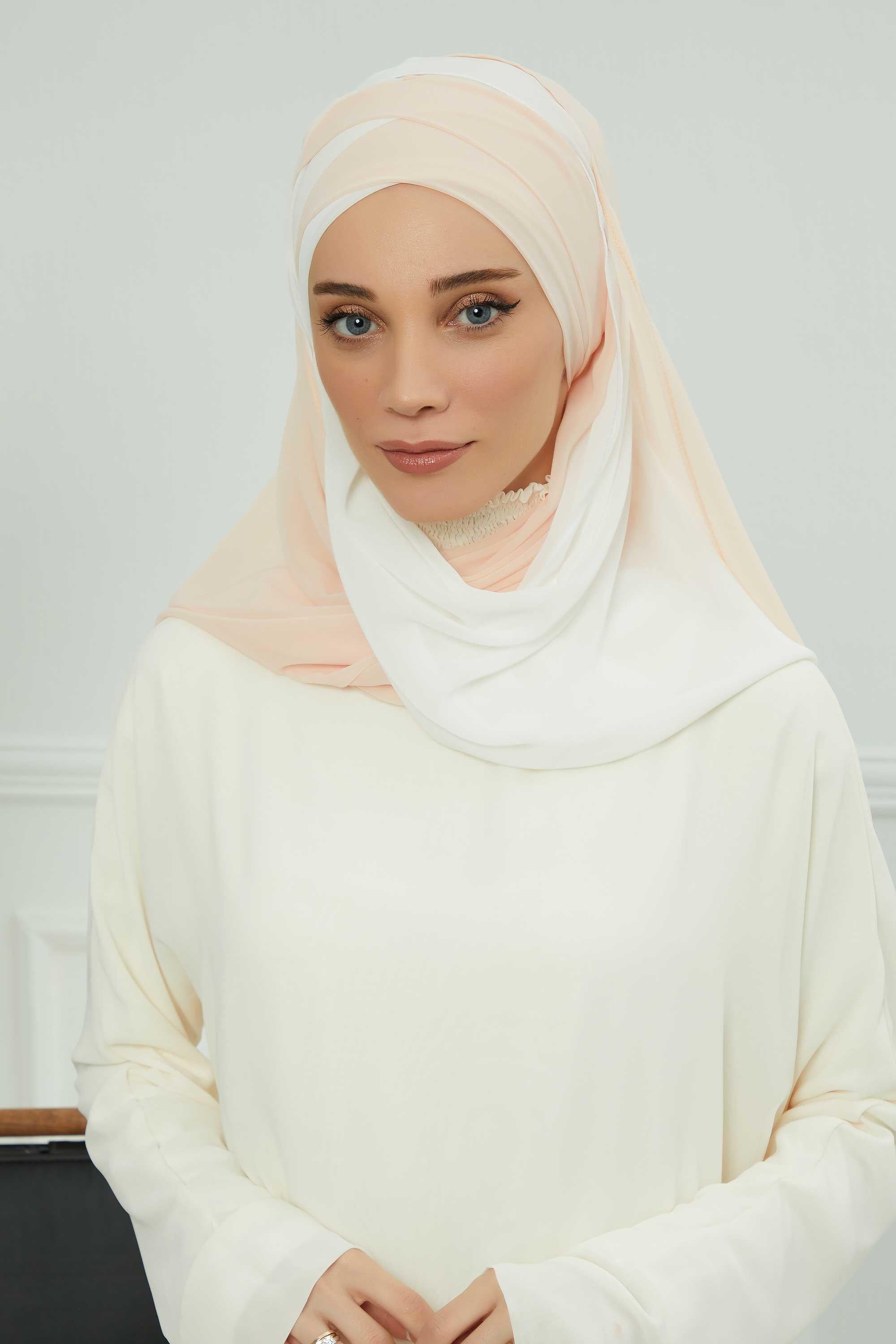 Çapraz Dikim Çift Renkli Pratik Şifon Şal,CPS-84,CPS-84