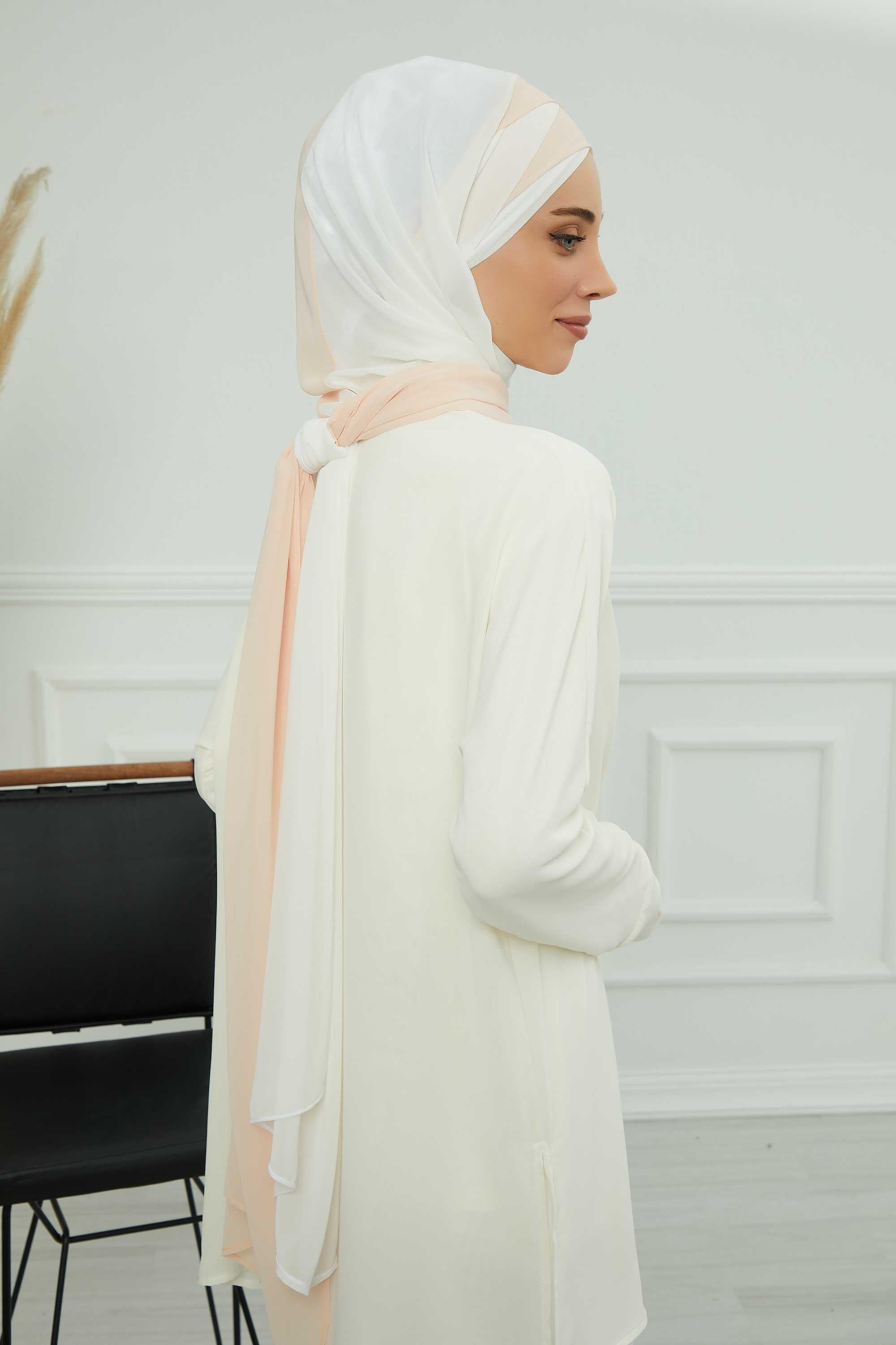 Çapraz Dikim Çift Renkli Pratik Şifon Şal,CPS-84,CPS-84