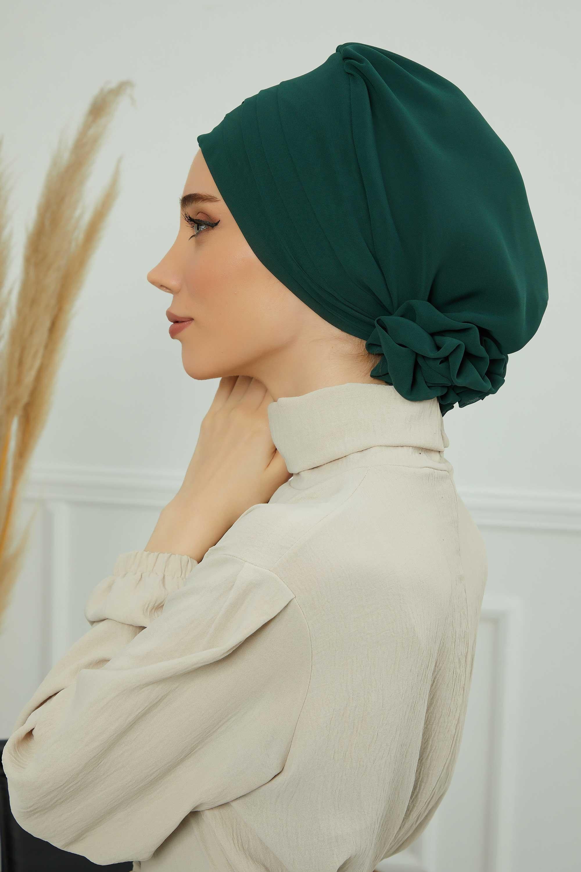 Çapraz Dikim Tasarım Şifon Hazır Türban,HT-30